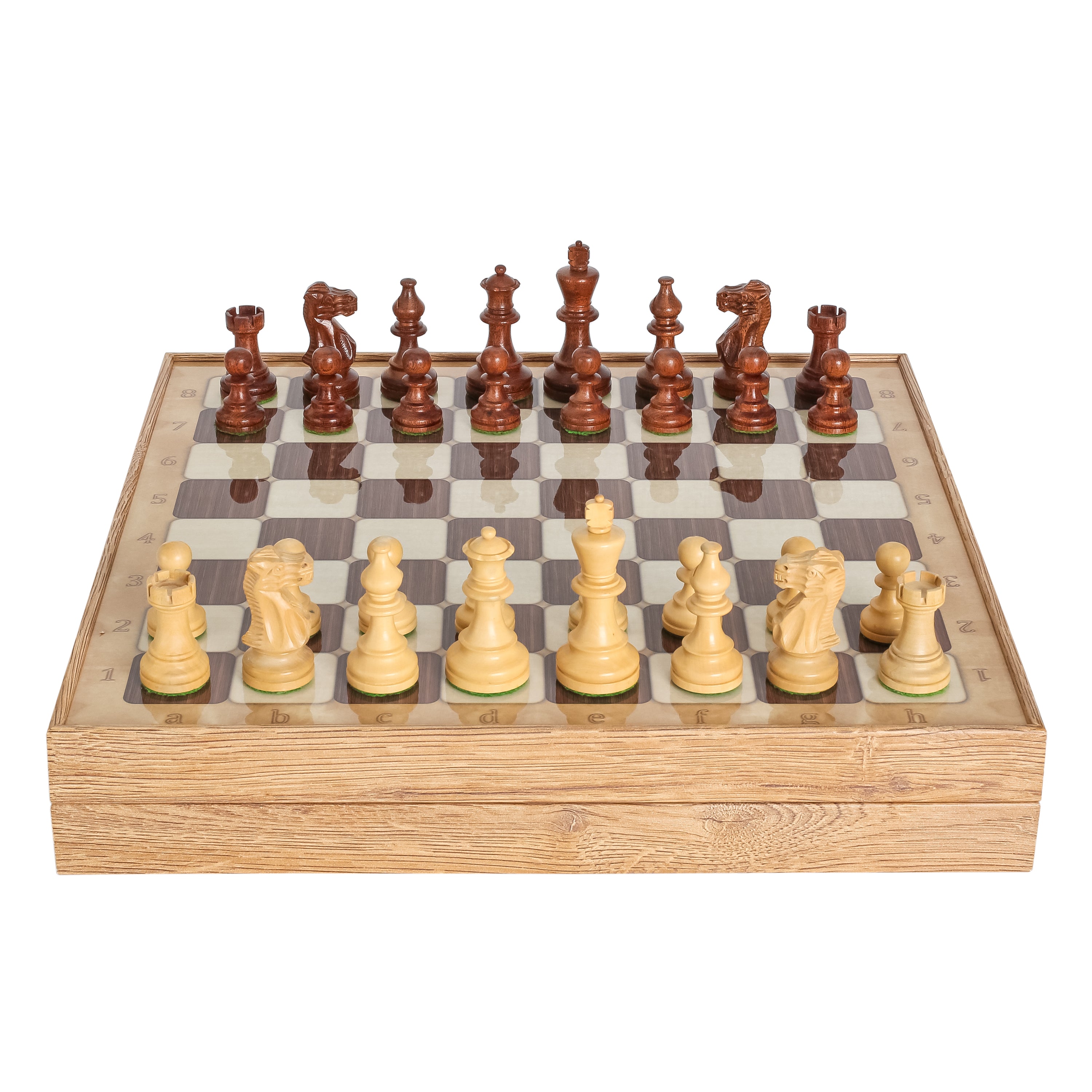 Storage Chess Set 37 CM (15") with Weighted Solid Wood Chessmen (German Staunton)