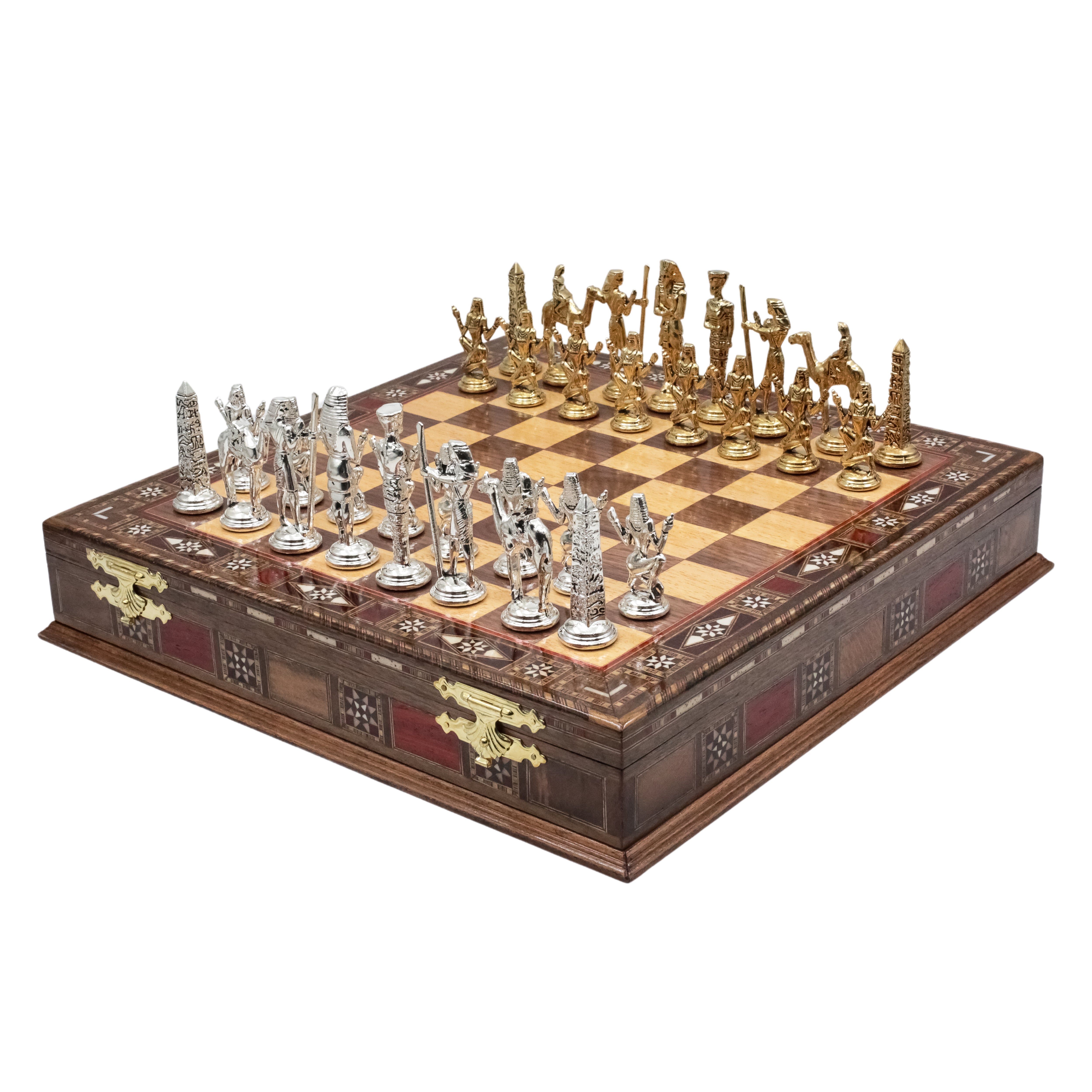 Handmade Inlay Storage Chess Set 30 CM (12") - Egyptian