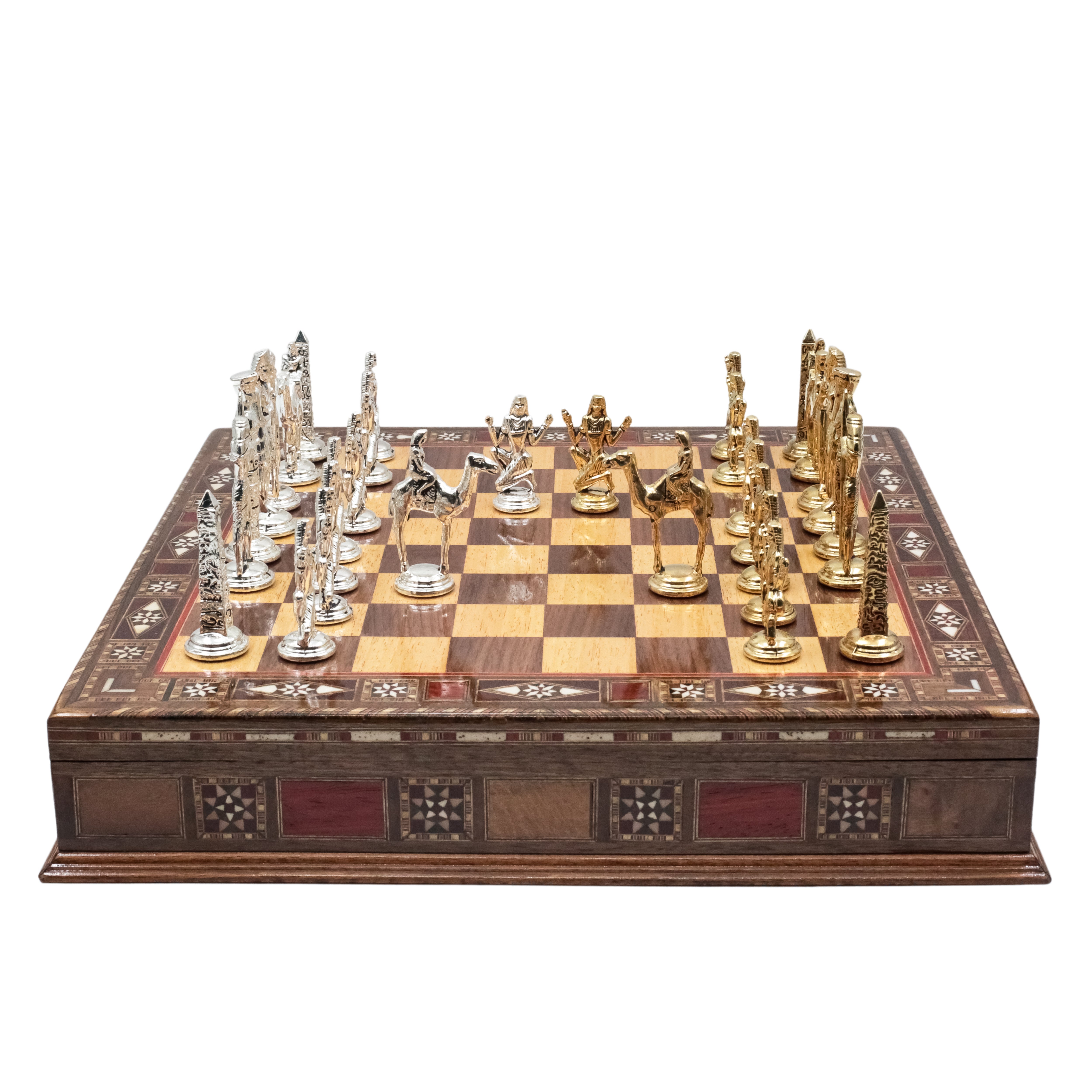 Handmade Inlay Storage Chess Set 30 CM (12") - Egyptian