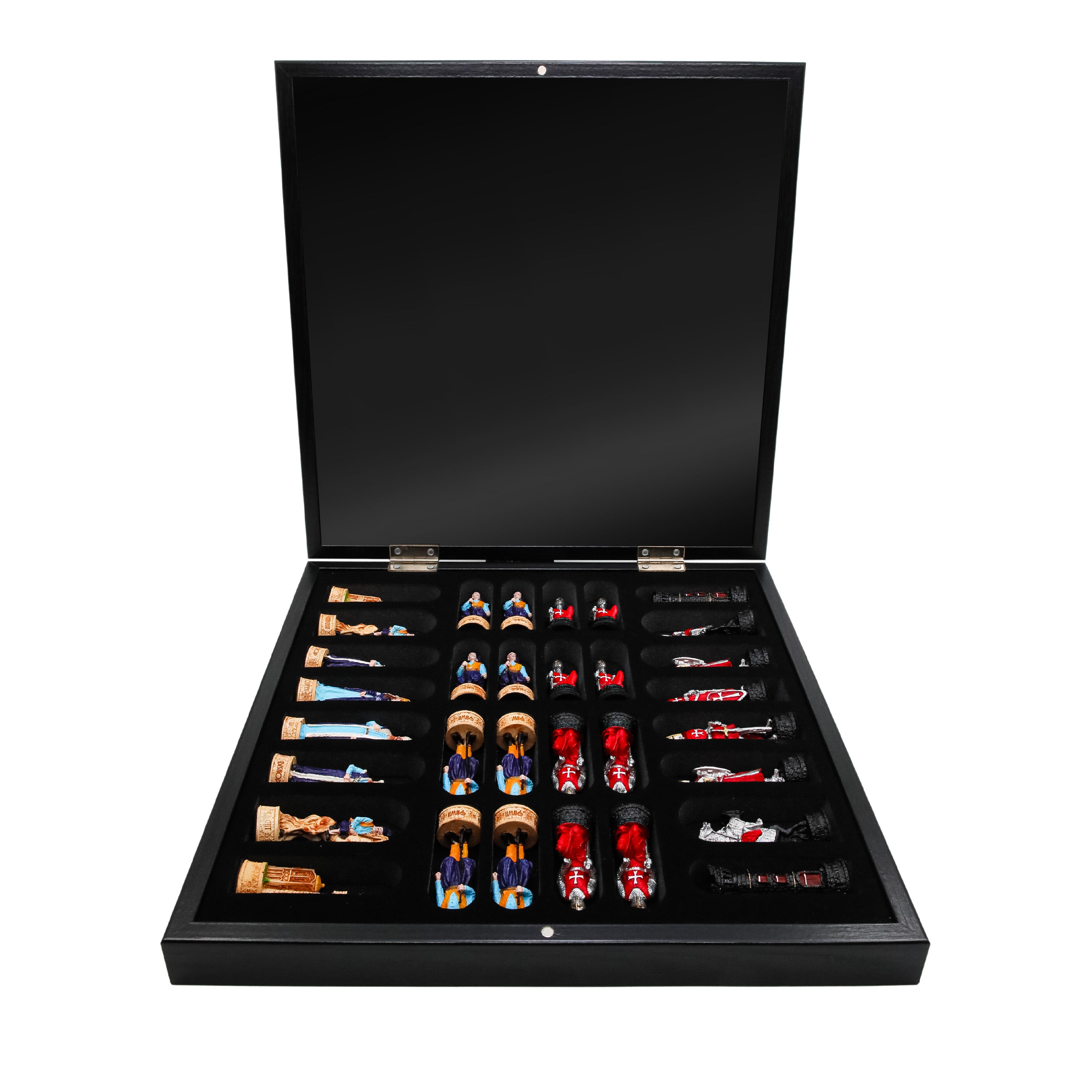 37 CM (15") Storage Chess Set with Hand-painted Figures (Ottoman vs Crusaders) - Model Black