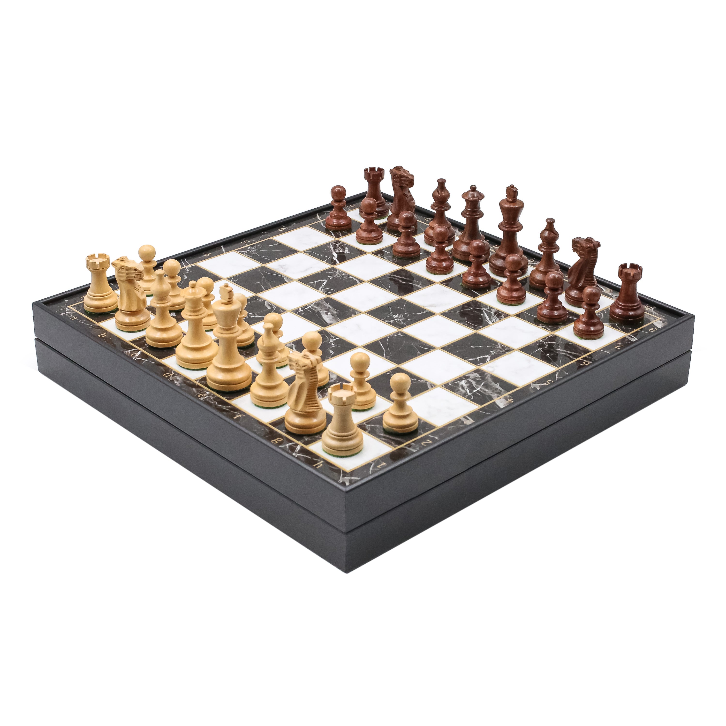 Storage Chess Set 37 CM (15") with Weighted Solid Wood Chessmen (German Staunton)