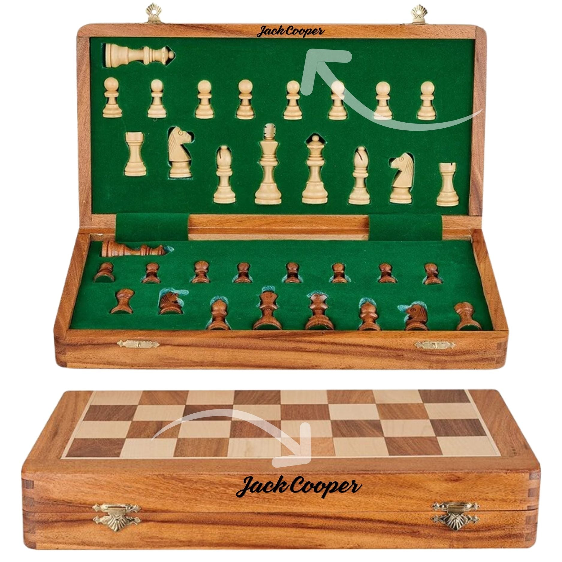 Custom Design Engraved Foldable Magnetic Chess Set with Extra Queens | Handmade Travel Chess Set
