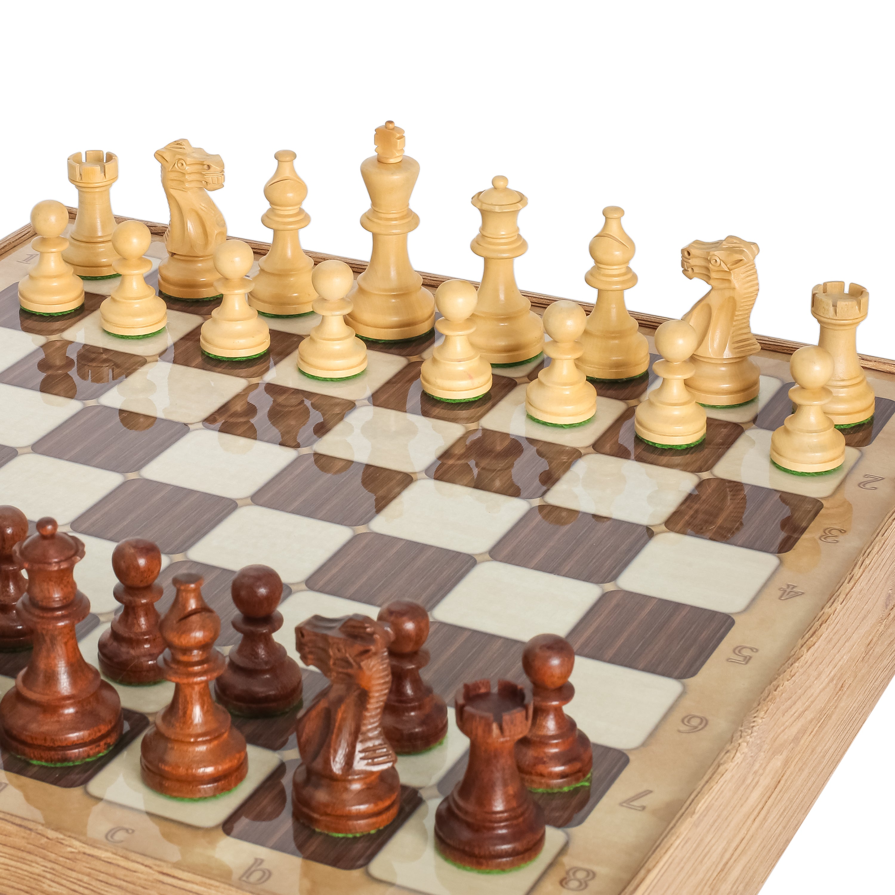 Storage Chess Set 37 CM (15") with Weighted Solid Wood Chessmen (German Staunton)