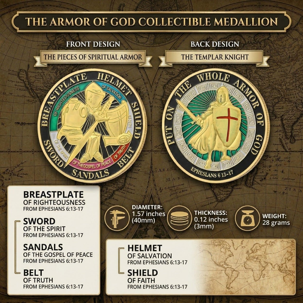 Knight Templar Collectible Coin – Medieval Warrior Metal Token – Inspirational Gift for Chess Lovers, Strategy Players & Collectors - Model 1 - Cooper Chess