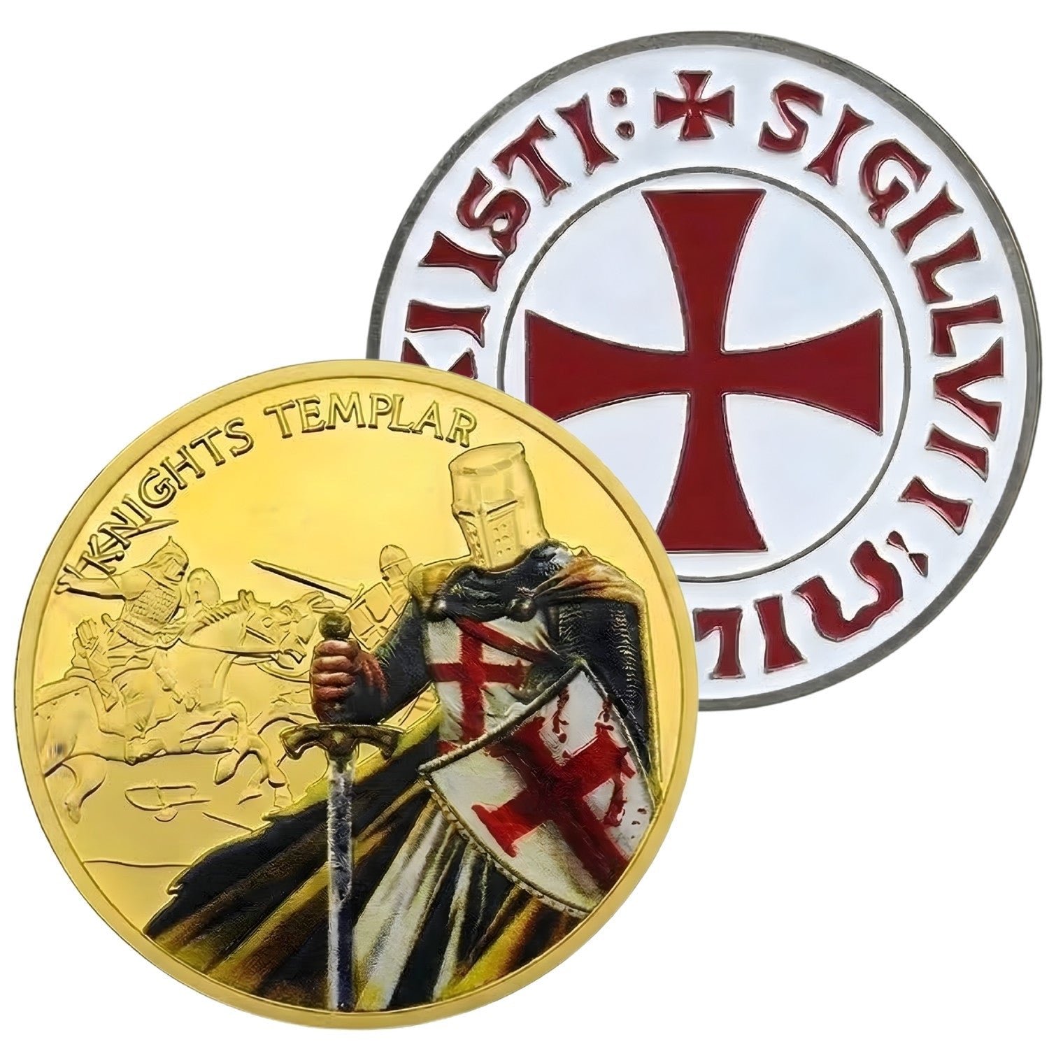 Knight Templar Collectible Coin – Medieval Warrior Metal Token – Inspirational Gift for Chess Lovers, Strategy Players & Collectors - Model 4 - Cooper Chess