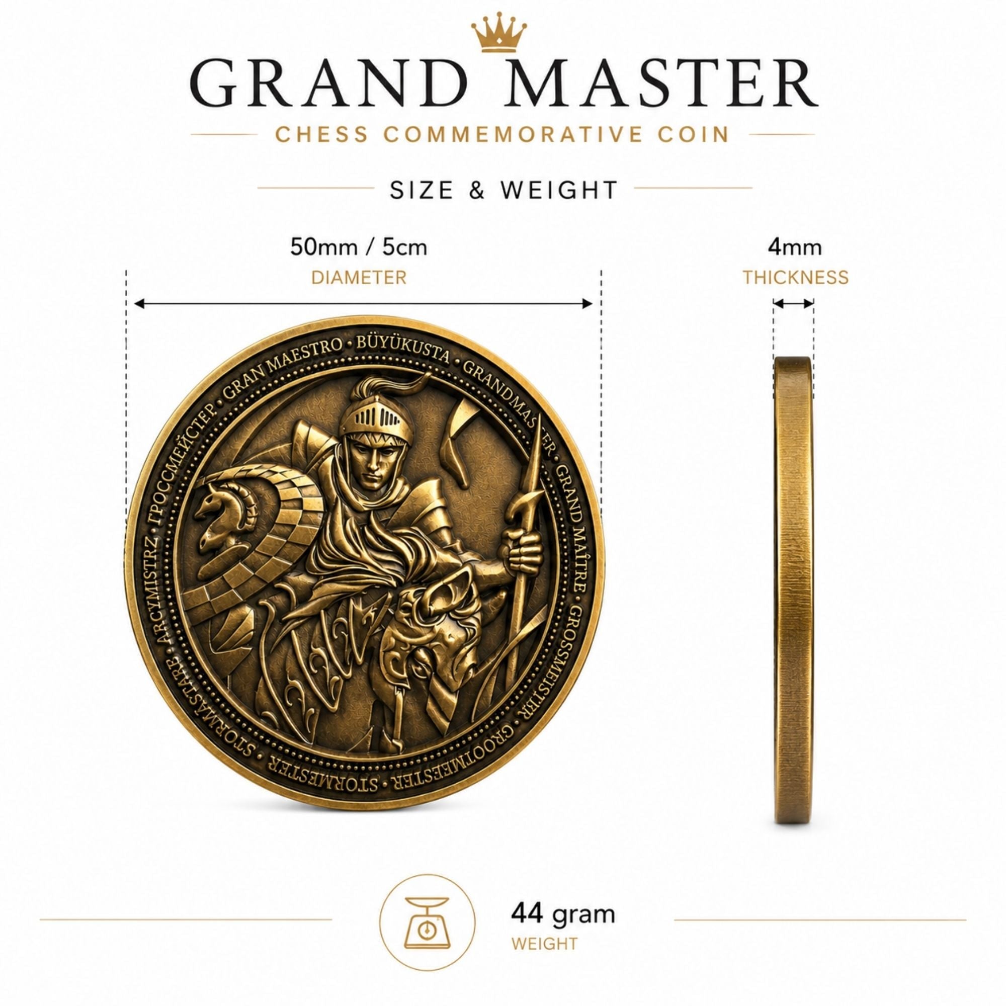 Chess Grandmaster Collectible Coin – Limited Edition – Inspirational Gift for Chess Lovers, Strategy Players & Collectors - Cooper Chess