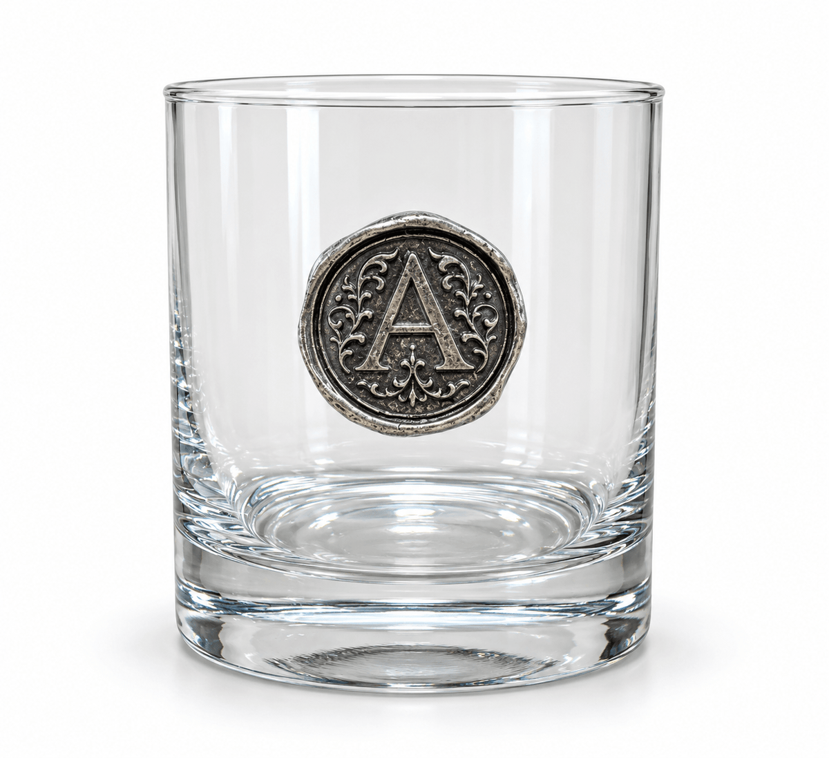 Personalised Monogram Whisky Glass with Antique Silver Finish Metal Initial - Cooper Chess