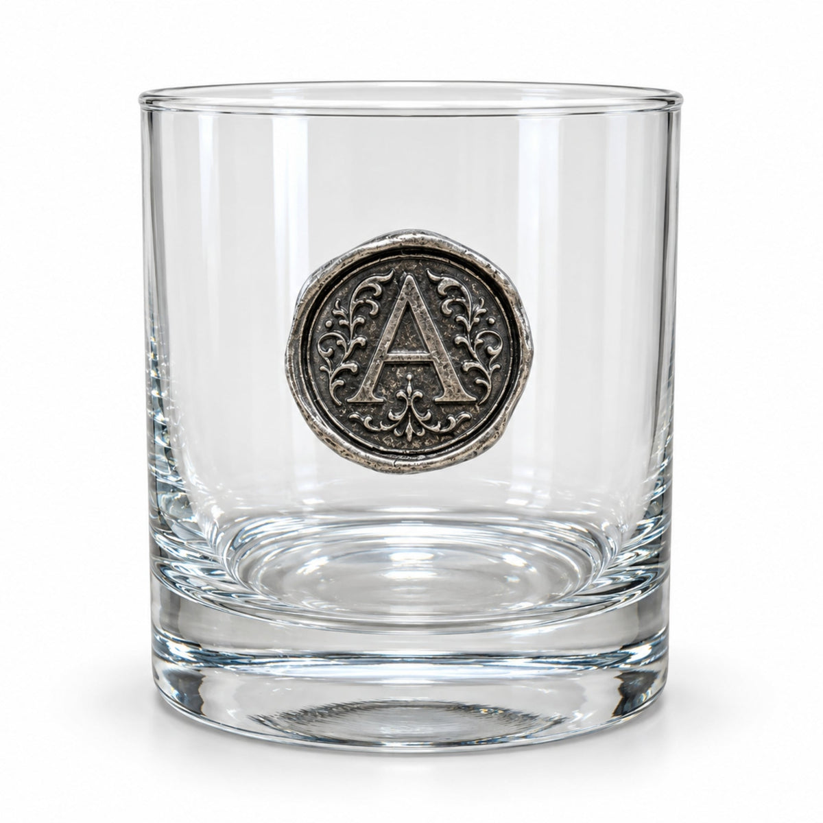 Personalised Monogram Whisky Glass with Antique Silver Finish Metal Initial - Cooper Chess