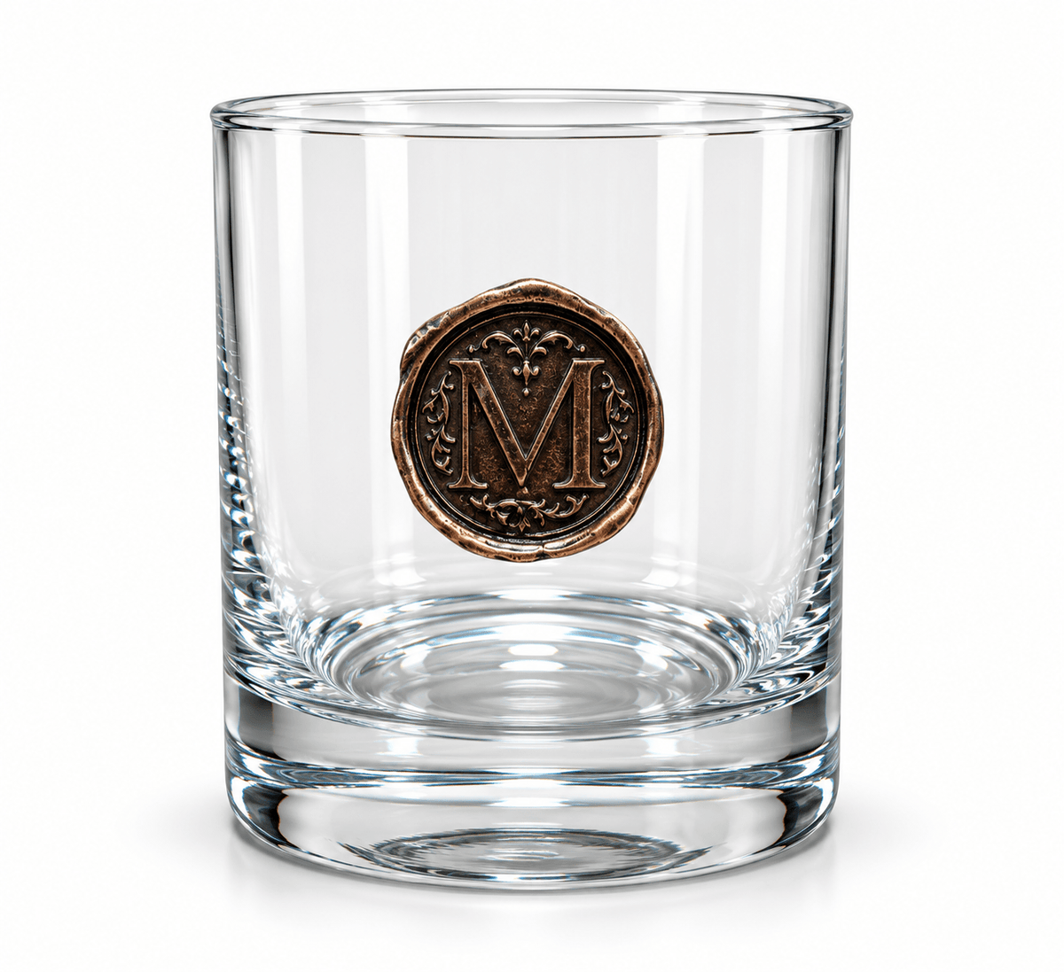 Personalised Monogram Whisky Glass with Antique Bronze Finish Metal Initial - Cooper Chess