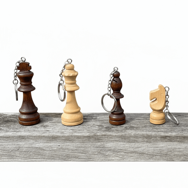 Wooden Chess Piece Key Ring - Cooper Chess