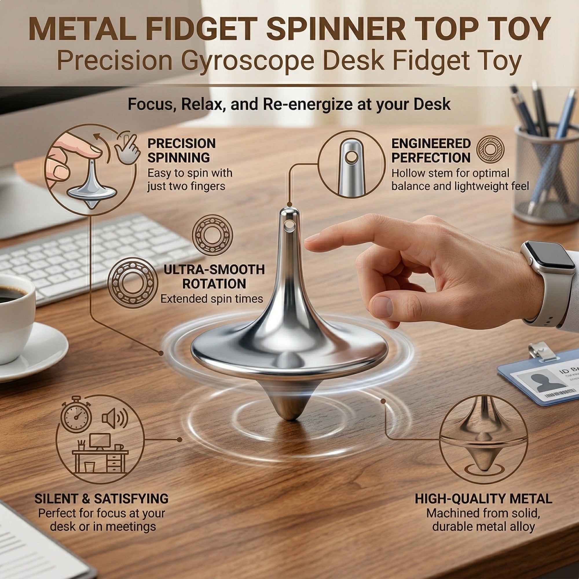 Mini Metal Gyro Spinner Antistress Fidget Toy – Fingertips Small Cyclone Gyroscope - Cooper Chess