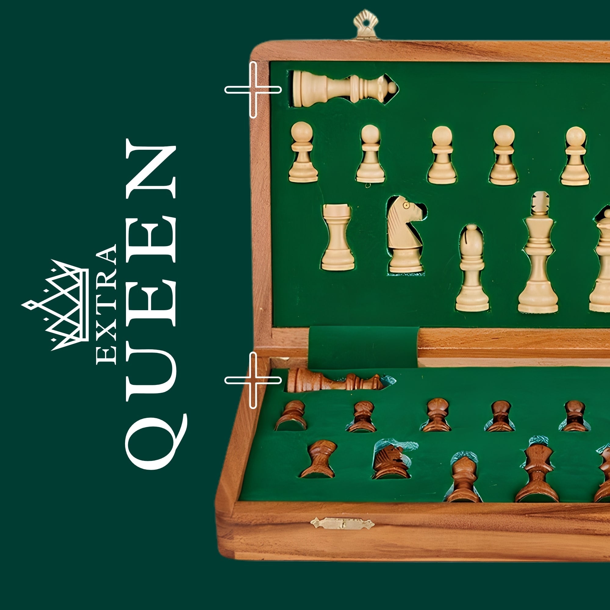 Your Design Engraved Foldable Magnetic Chess Set with Extra Queens | Handmade Travel Chess Set - Cooper Chess