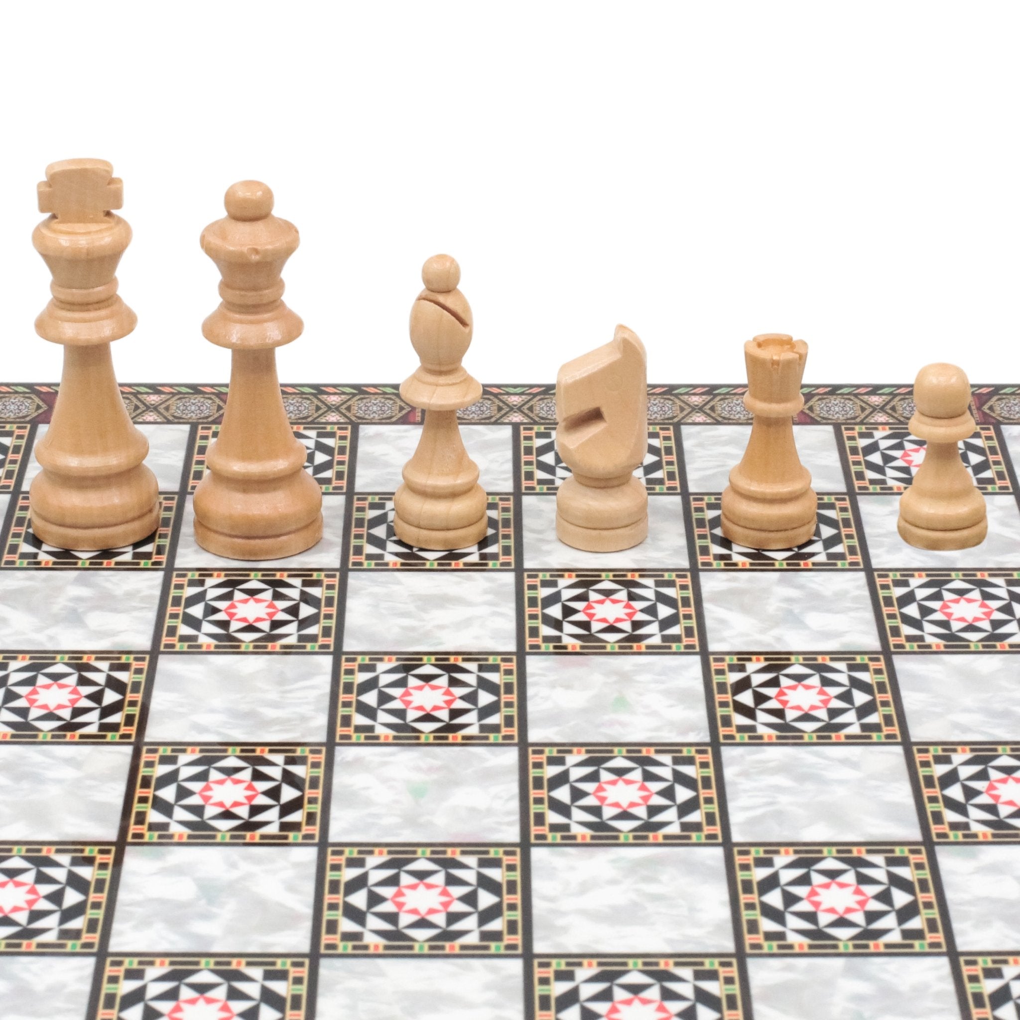 Wooden Chess Set | Marble/Walnut/Mosaic Pattern – 30 cm (12 inch) - Cooper Chess