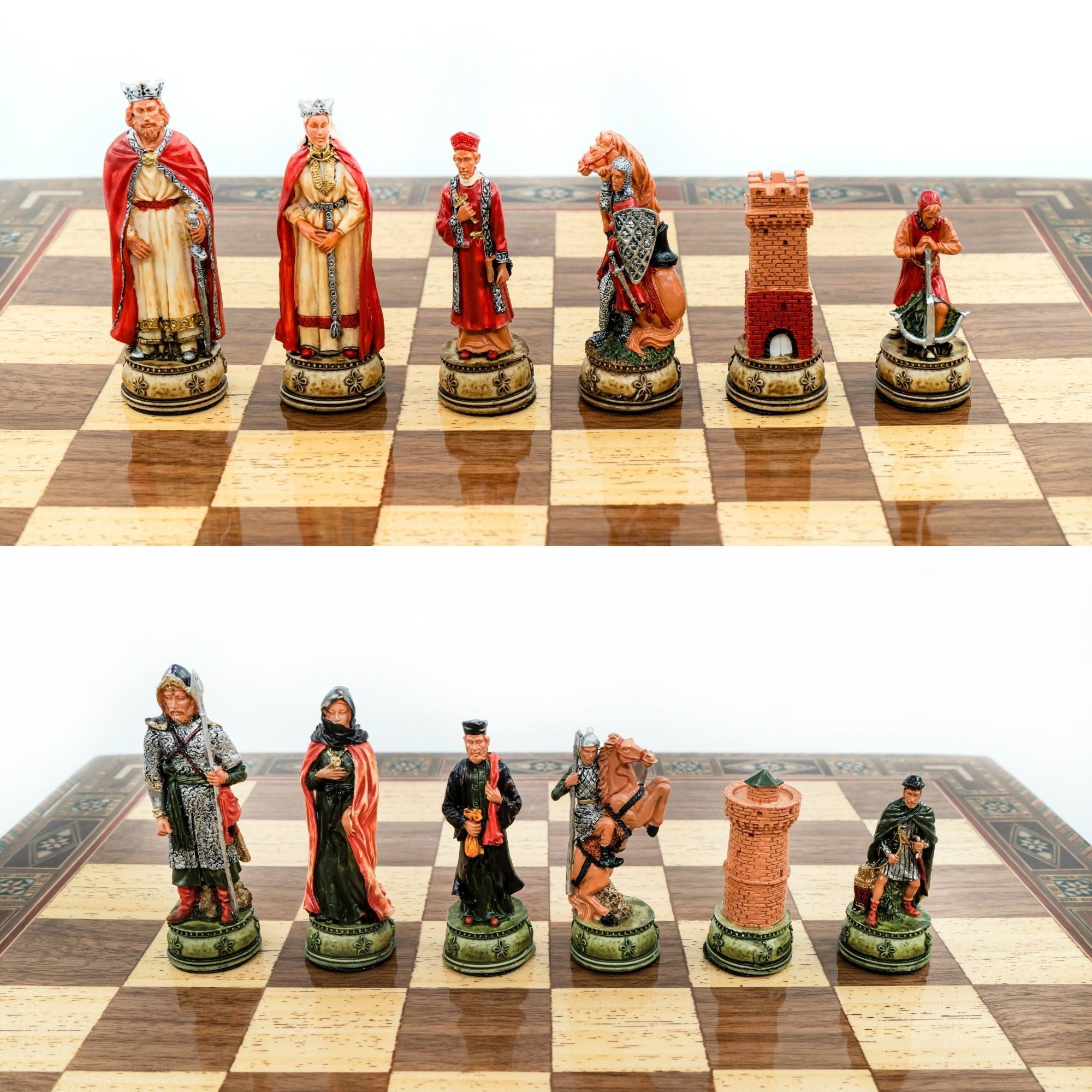 Handmade Inlay Storage Chess Set 38 CM (15") - Camelot King Arthur Pieces - Cooper Chess
