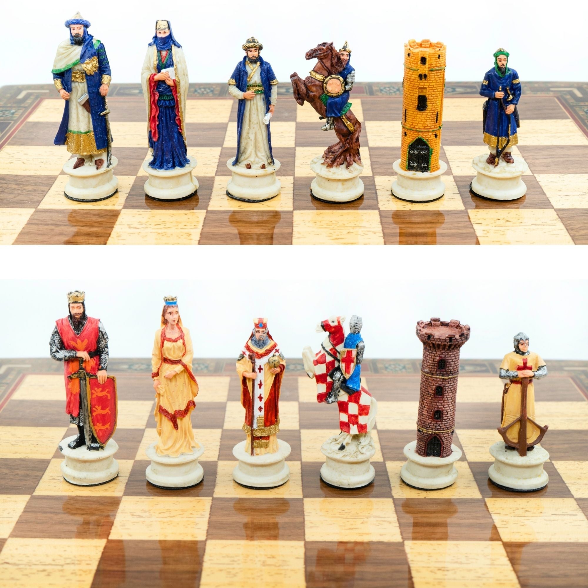 Handmade Inlay Storage Chess Set 38 CM (15") - Arabs vs Crusaders Pieces - Cooper Chess
