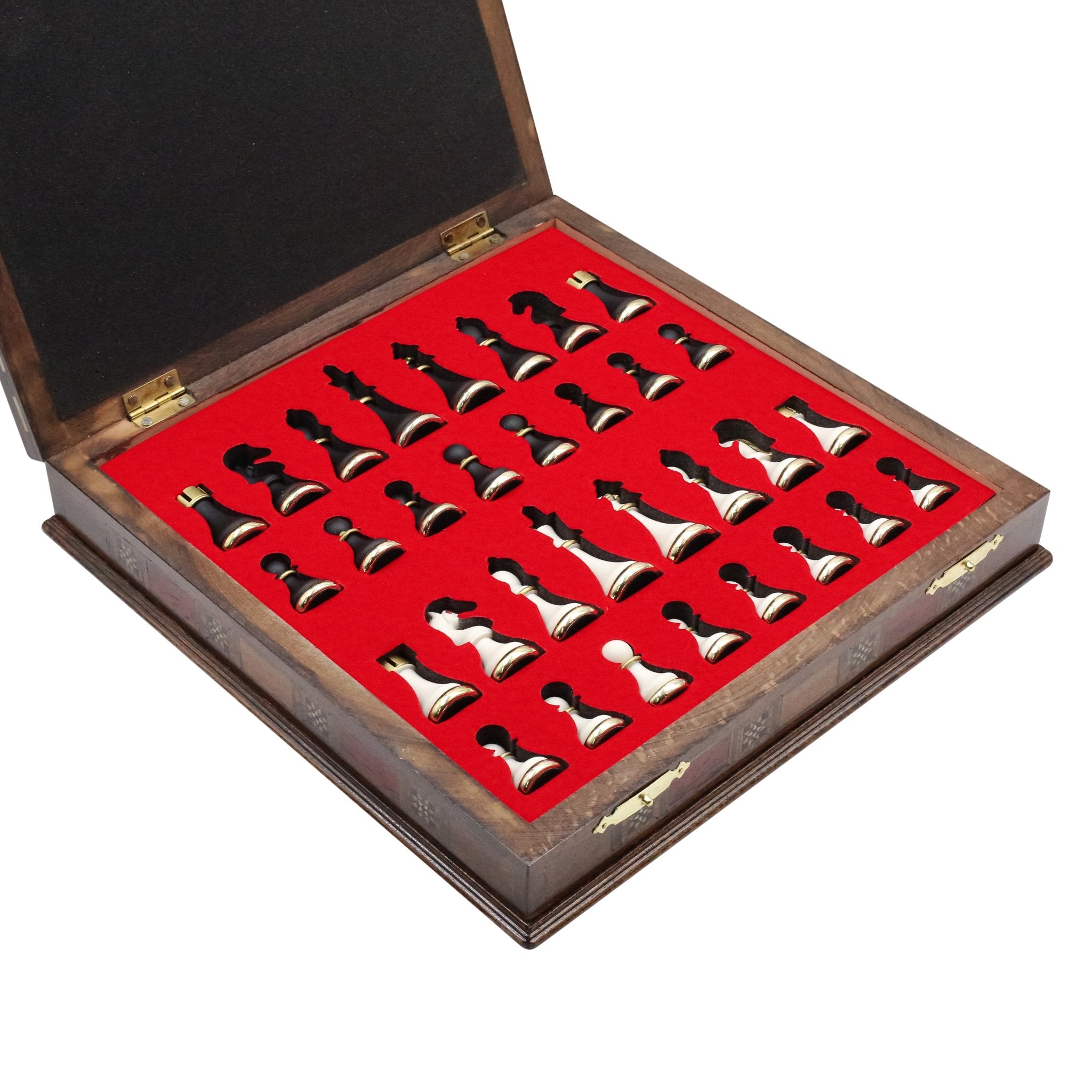 Handmade Inlay Storage Chess Set 38 CM (15") - Soft Touch Metal Figures - Cooper Chess