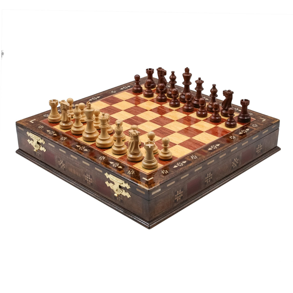 Handmade Inlay Storage Chess Set 38 CM (15") - Weighted German Staunton Pieces w/ Extra Queens - Cooper Chess
