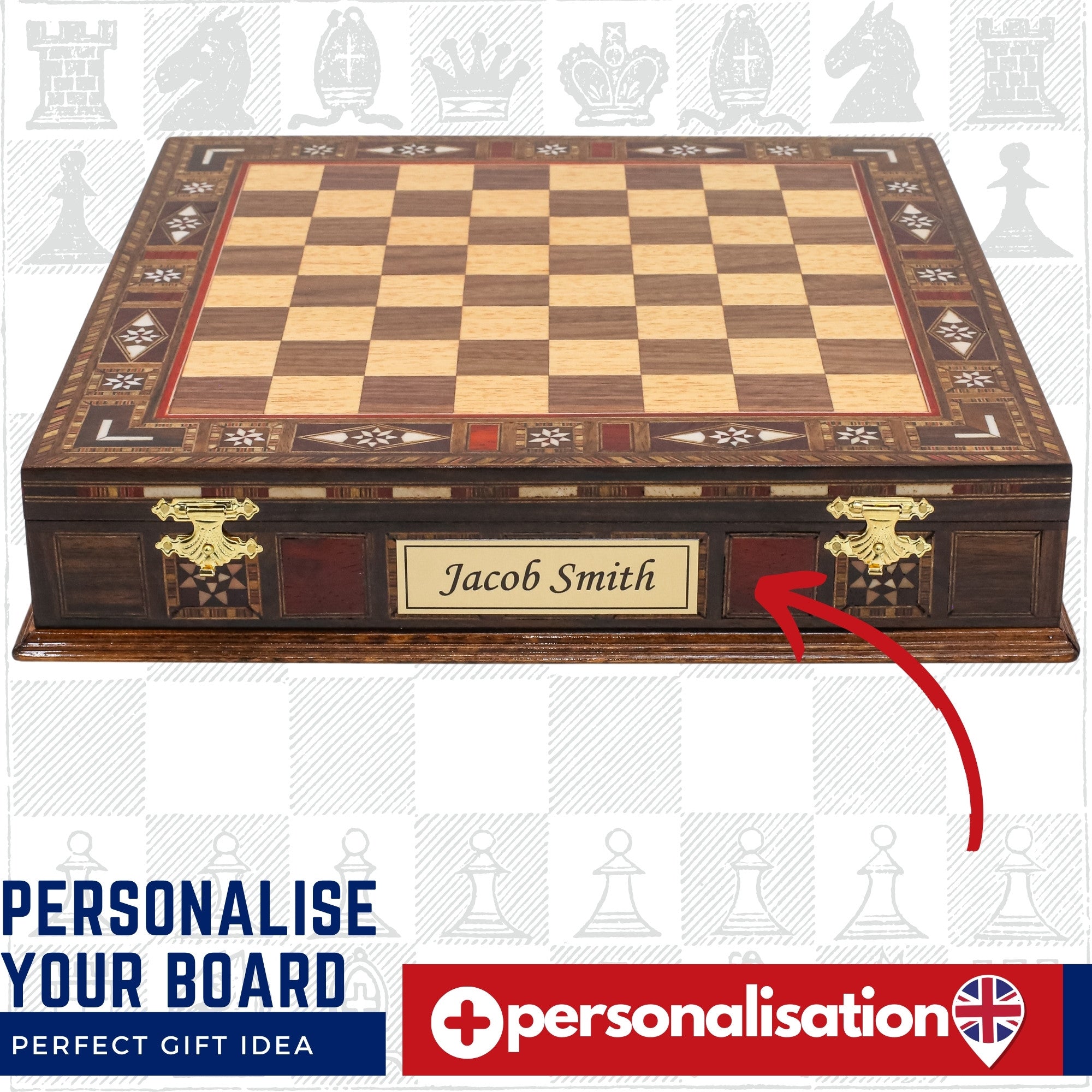Handmade Inlay Storage Chess Set 30 CM (12") - Mythology Hercules Die Cast Metal Pieces - Cooper Chess