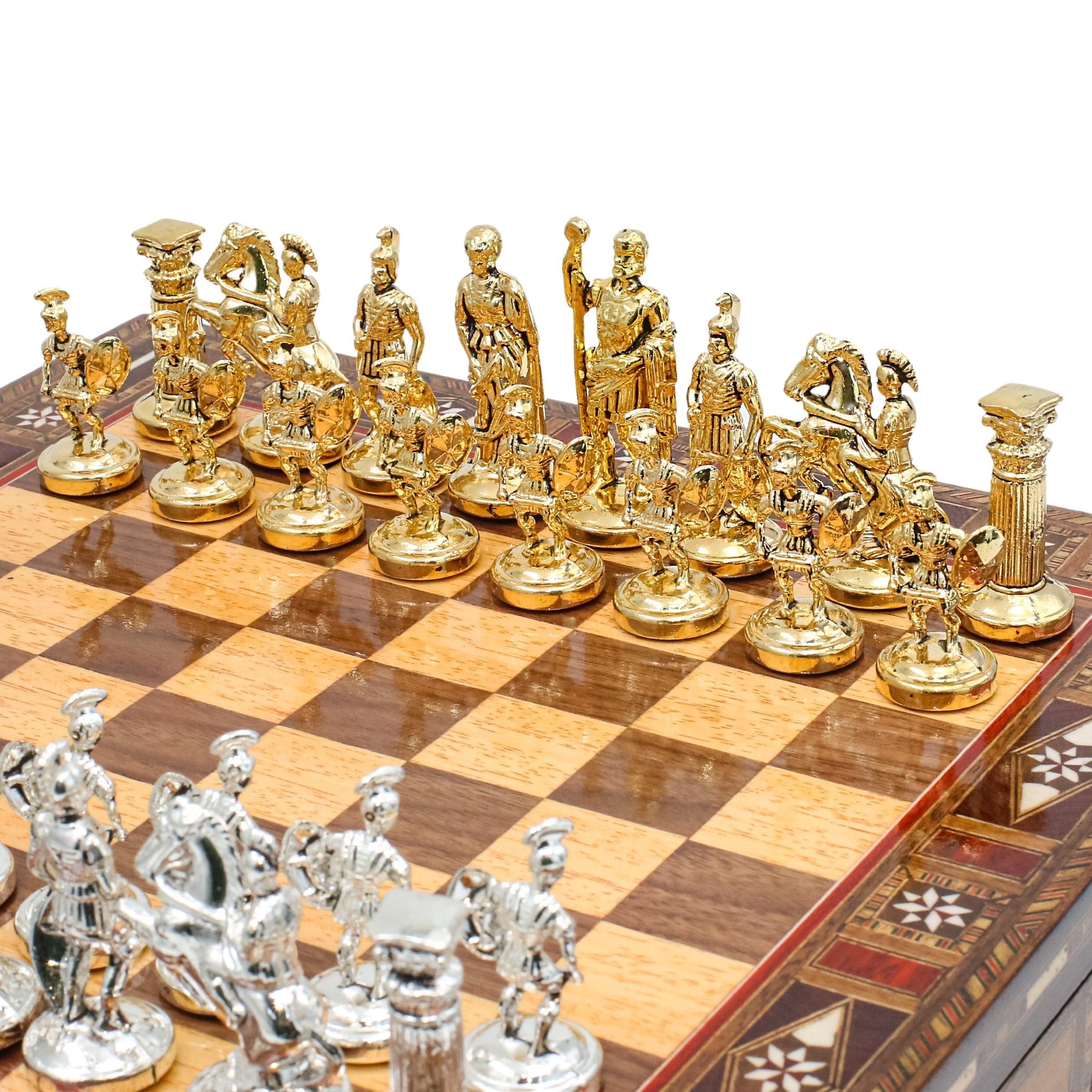 Handmade Inlay Storage Chess Set 30 CM (12") - Roman Empire - Cooper Chess
