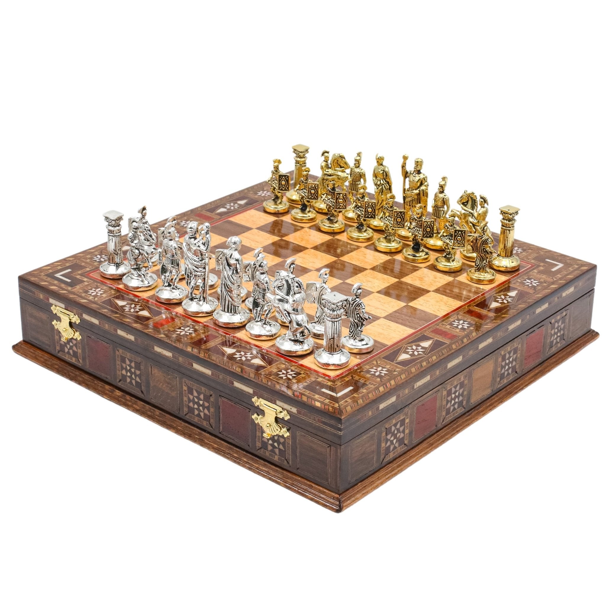 Handmade Inlay Storage Chess Set 30 CM (12") - Roman Empire - Cooper Chess