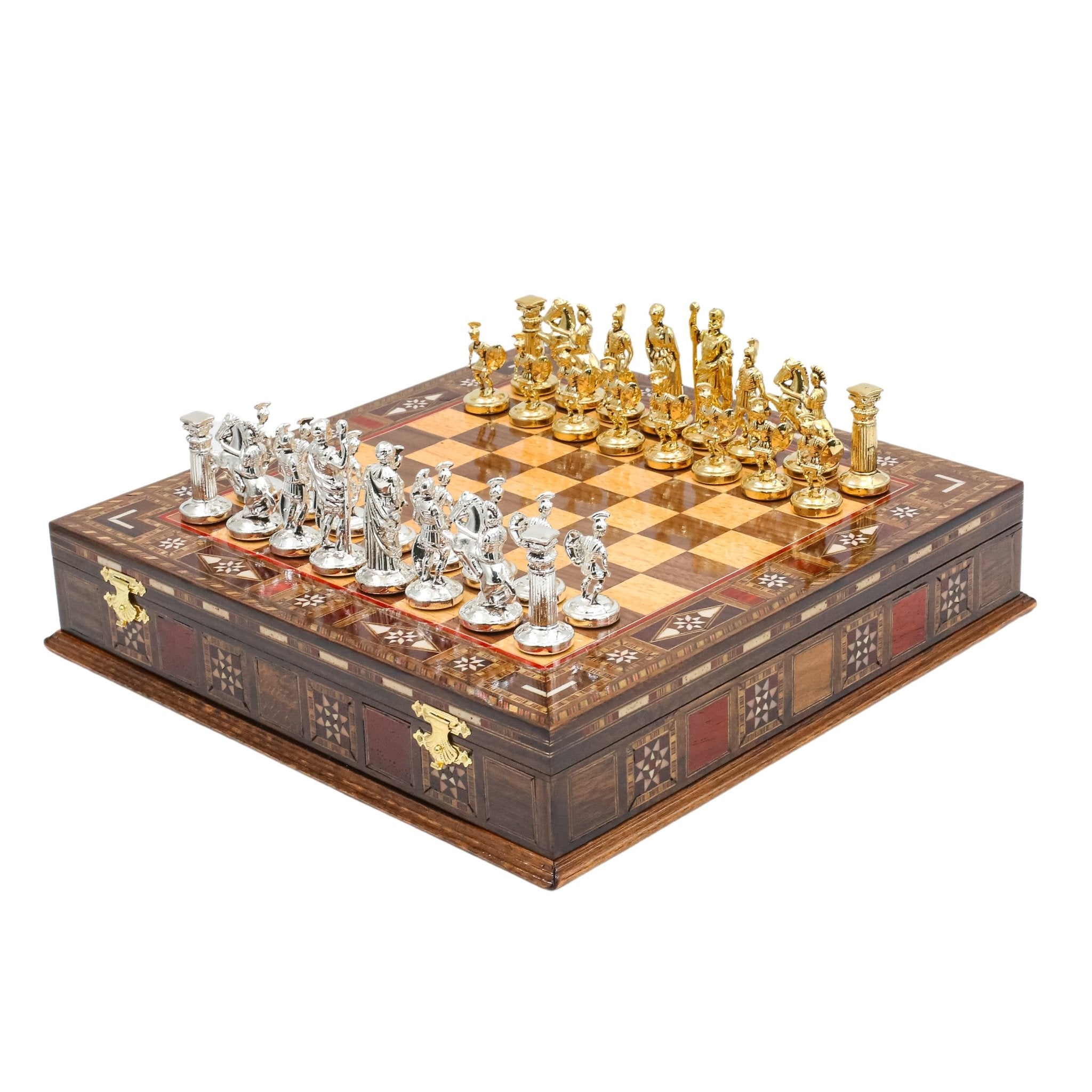 Handmade Inlay Storage Chess Set 30 CM (12") - Roman Empire - Cooper Chess