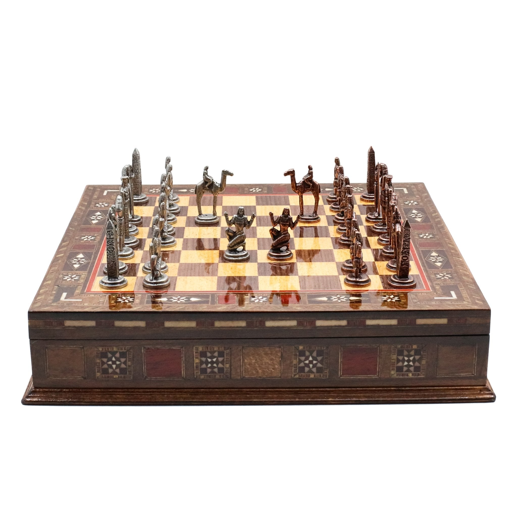 Handmade Inlay Storage Chess Set 30 CM (12") - Vintage Egyptian - Cooper Chess