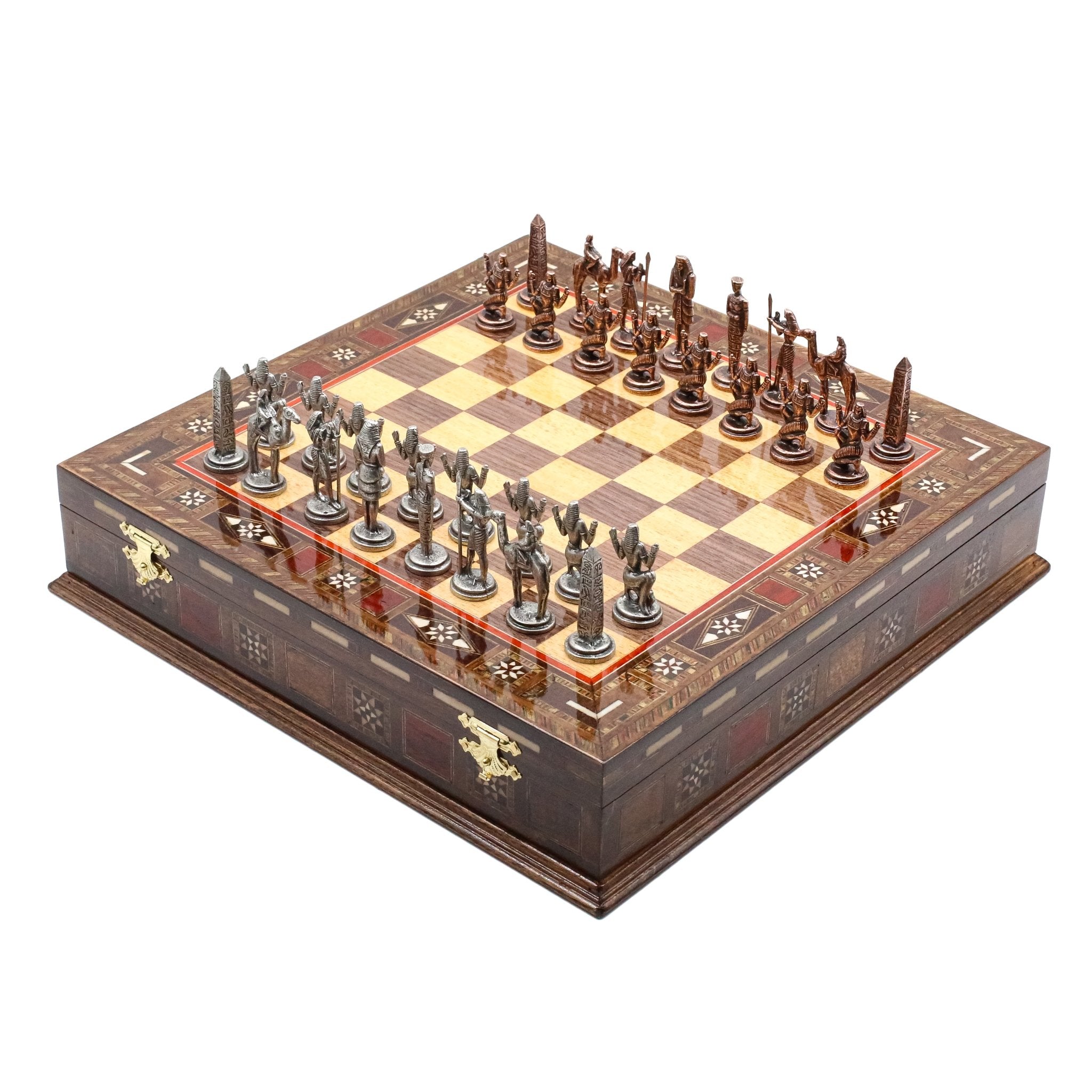 Handmade Inlay Storage Chess Set 30 CM (12") - Vintage Egyptian - Cooper Chess