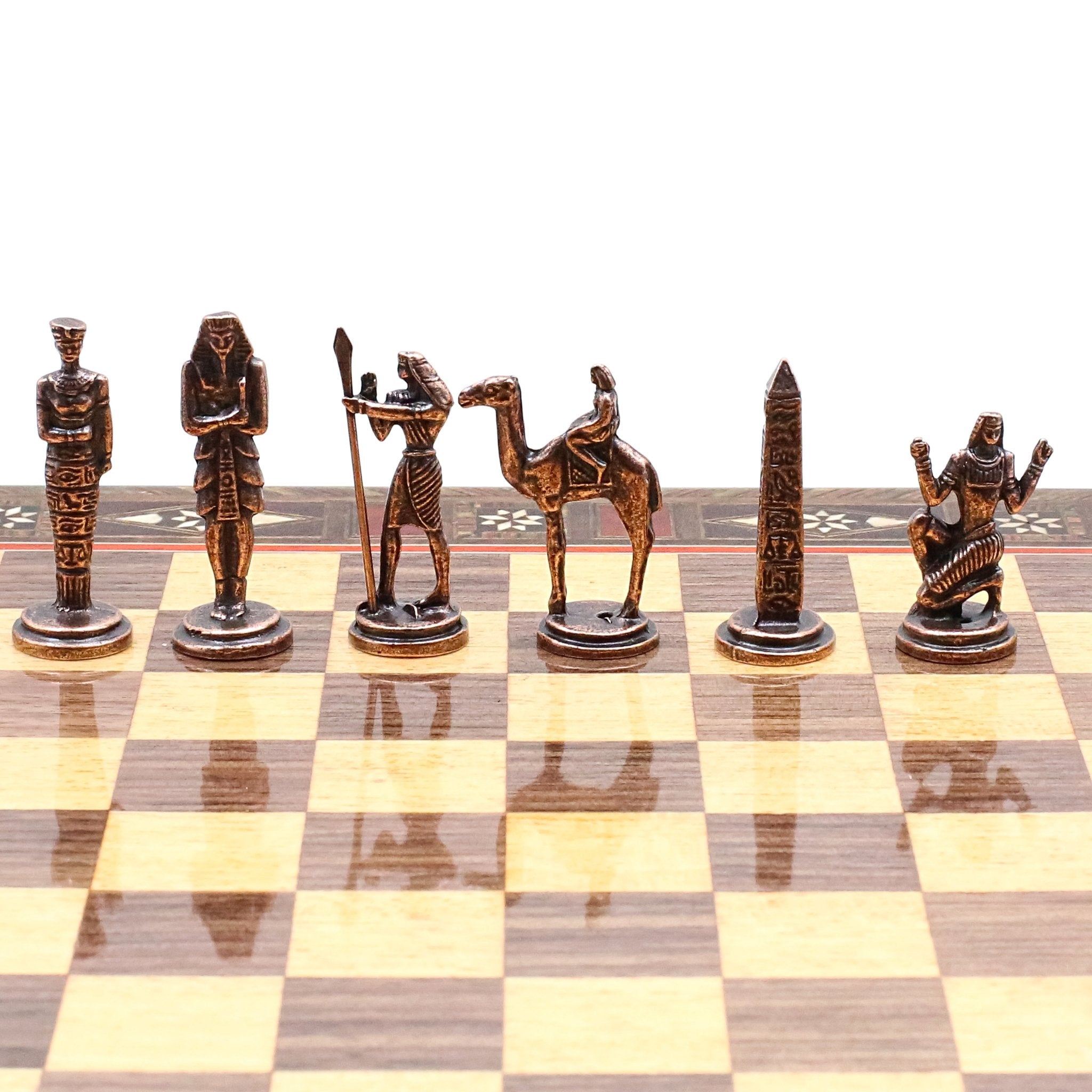 Handmade Inlay Storage Chess Set 30 CM (12") - Vintage Egyptian - Cooper Chess