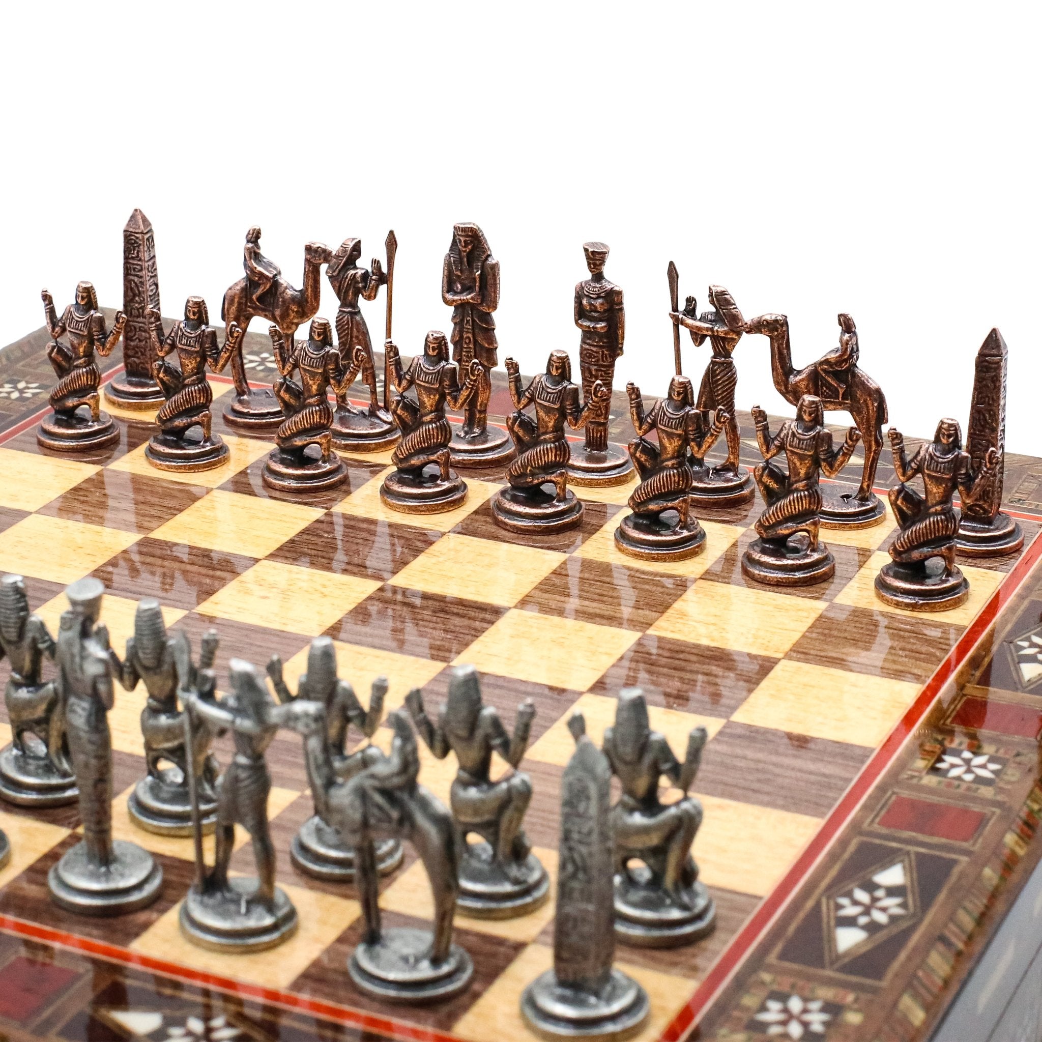 Handmade Inlay Storage Chess Set 30 CM (12") - Vintage Egyptian - Cooper Chess