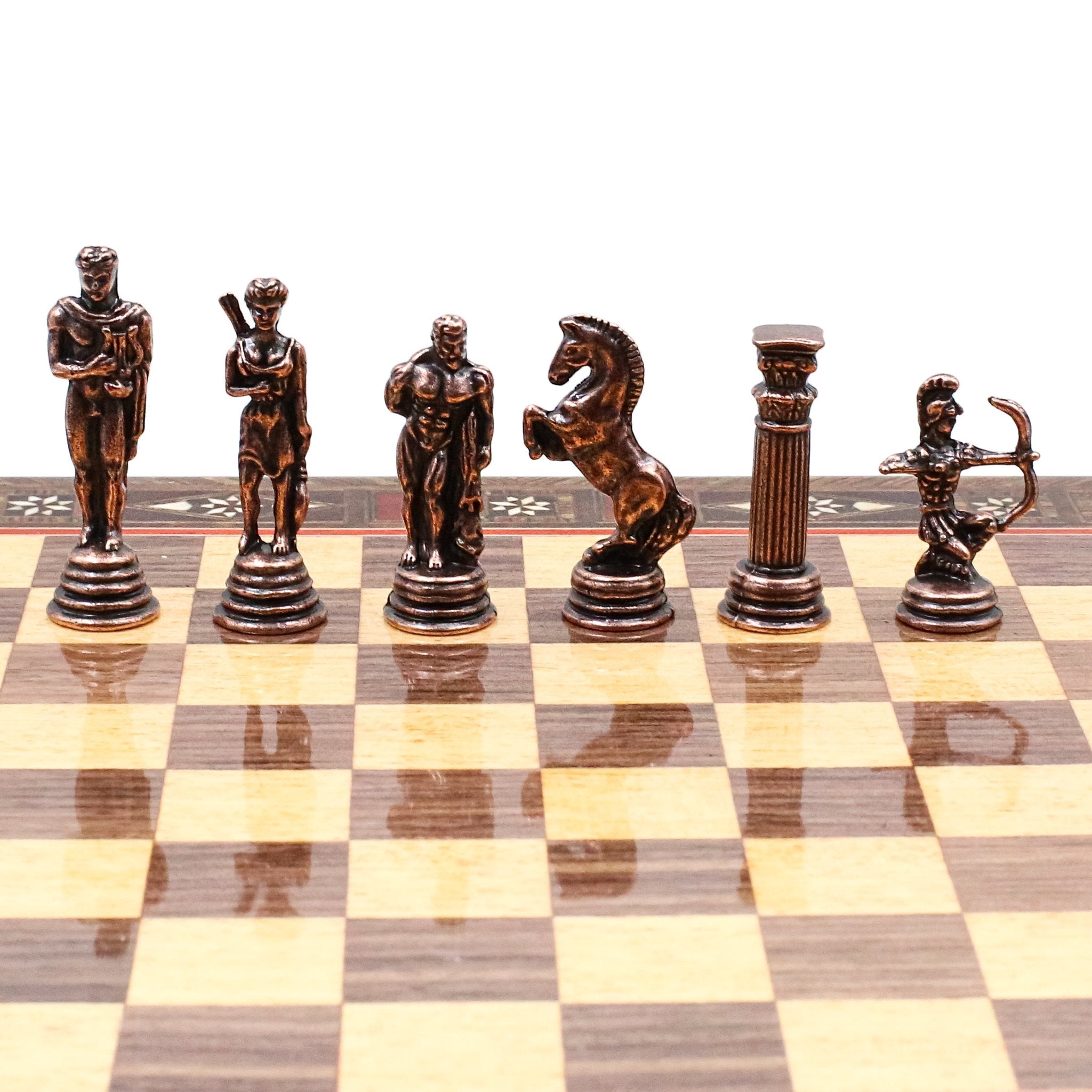 Handmade Inlay Storage Chess Set 30 CM (12") - Vintage Greek Archer - Cooper Chess