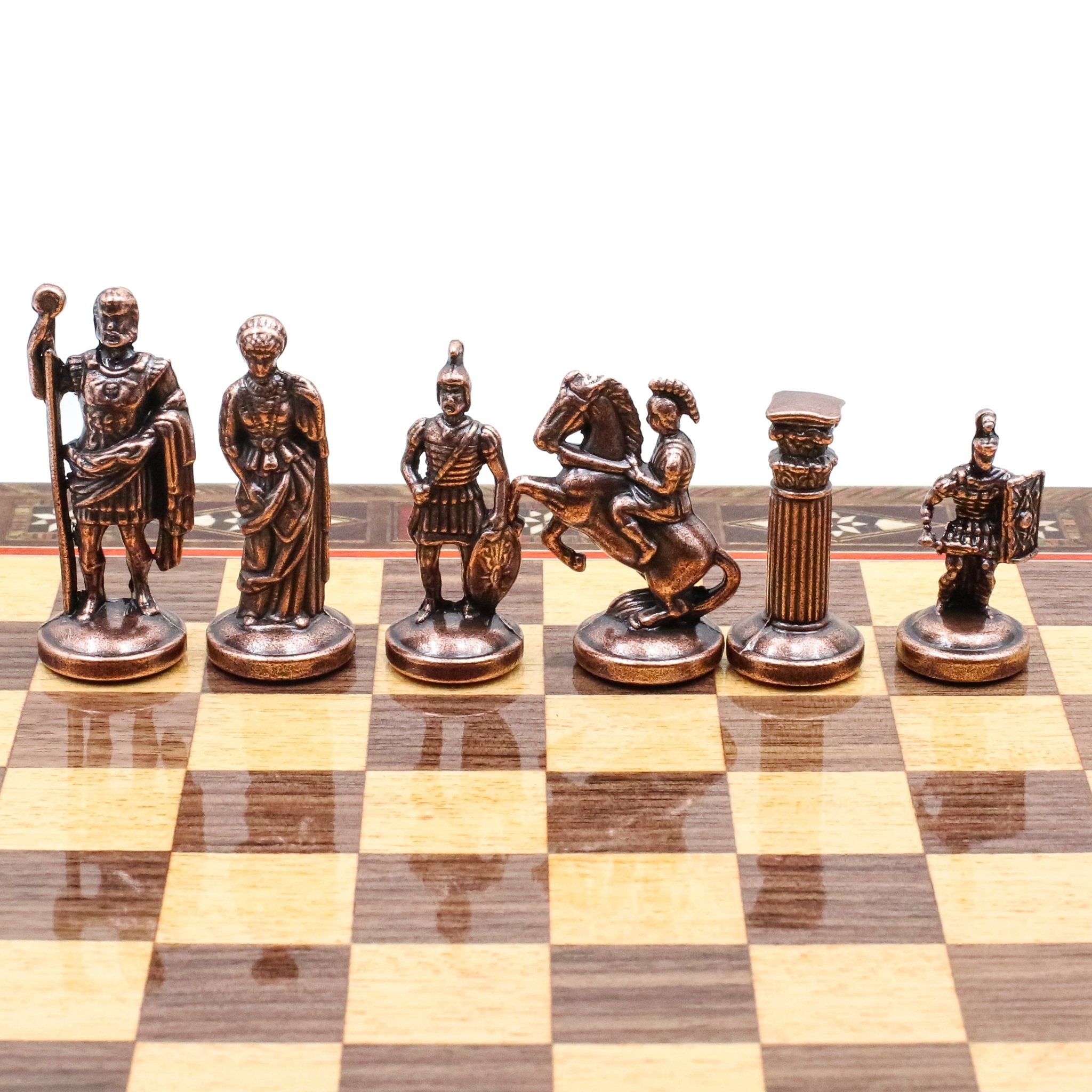 Handmade Inlay Storage Chess Set 30 CM (12") - Vintage Roman Empire - Cooper Chess