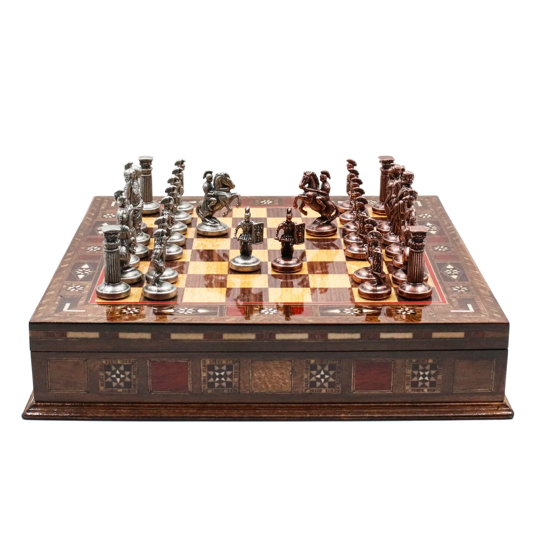 Handmade Inlay Storage Chess Set 30 CM (12") - Vintage Roman Empire - Cooper Chess