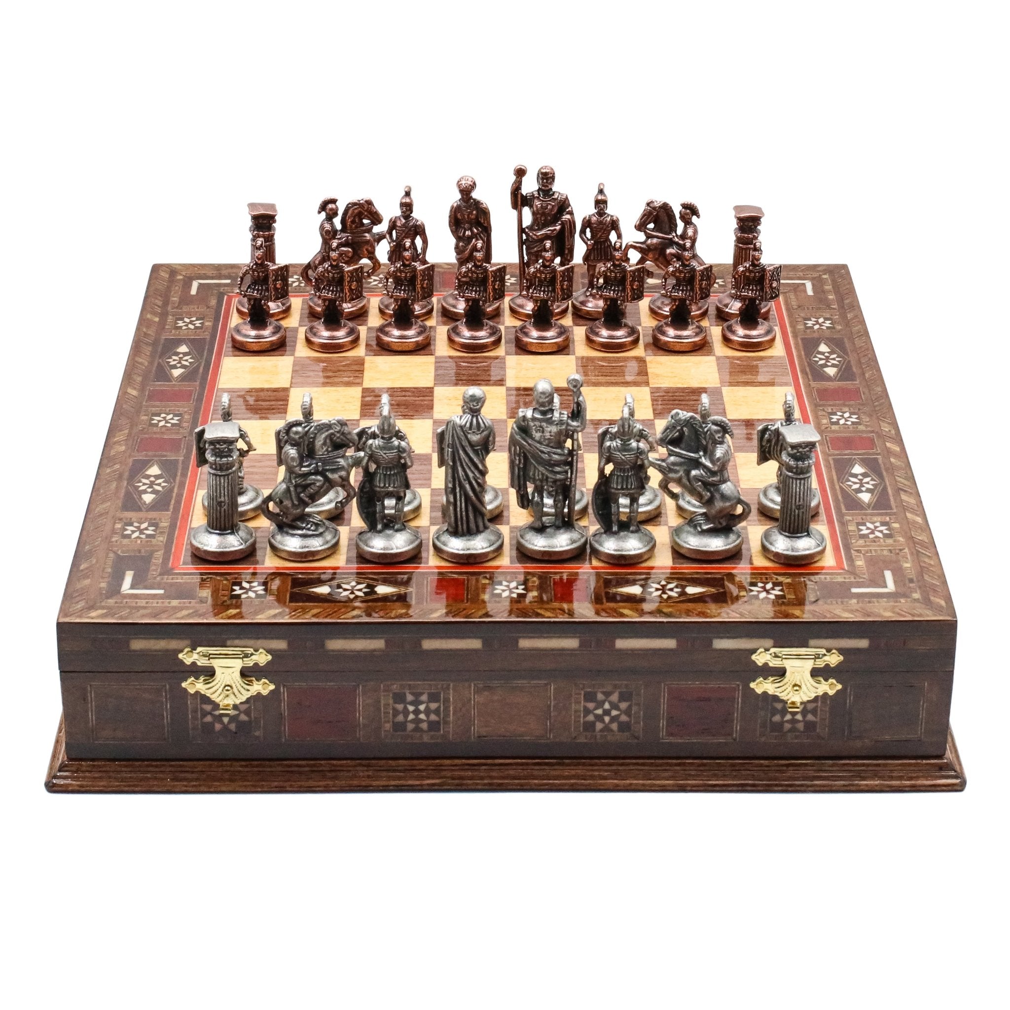 Handmade Inlay Storage Chess Set 30 CM (12") - Vintage Roman Empire - Cooper Chess