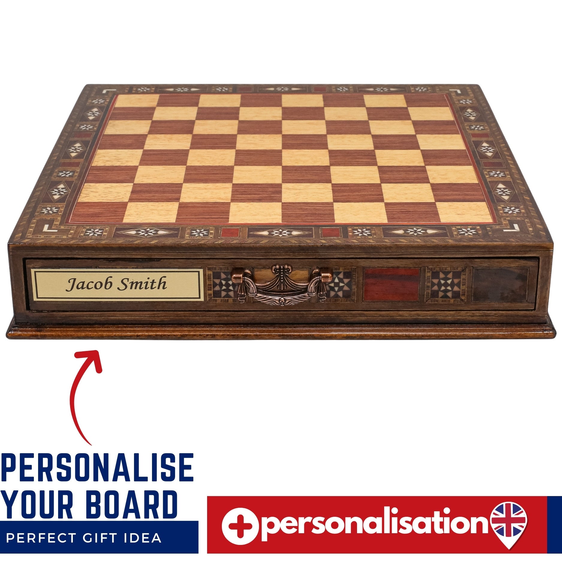 Handmade Inlay Chess Set with Drawer Storage 38 CM (15") - Die Cast Metal Pieces | Roman Empire - Cooper Chess