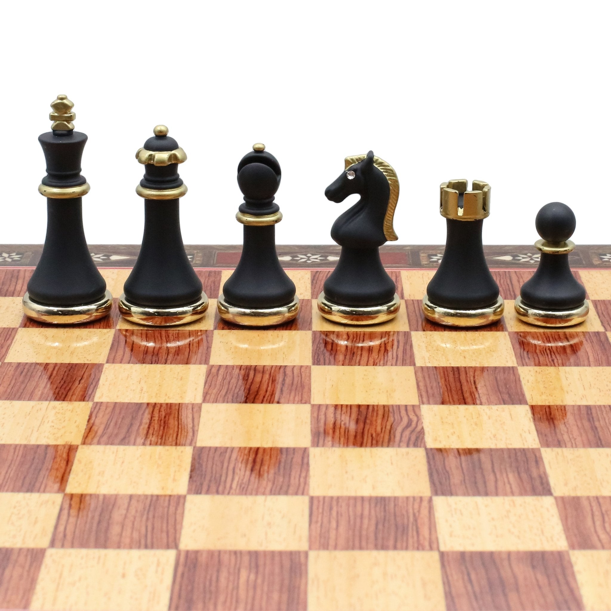 Soft Touch Metal Chess Set With Solid Wood Storage Board w/ In - Built Drawer - Cooper Chess