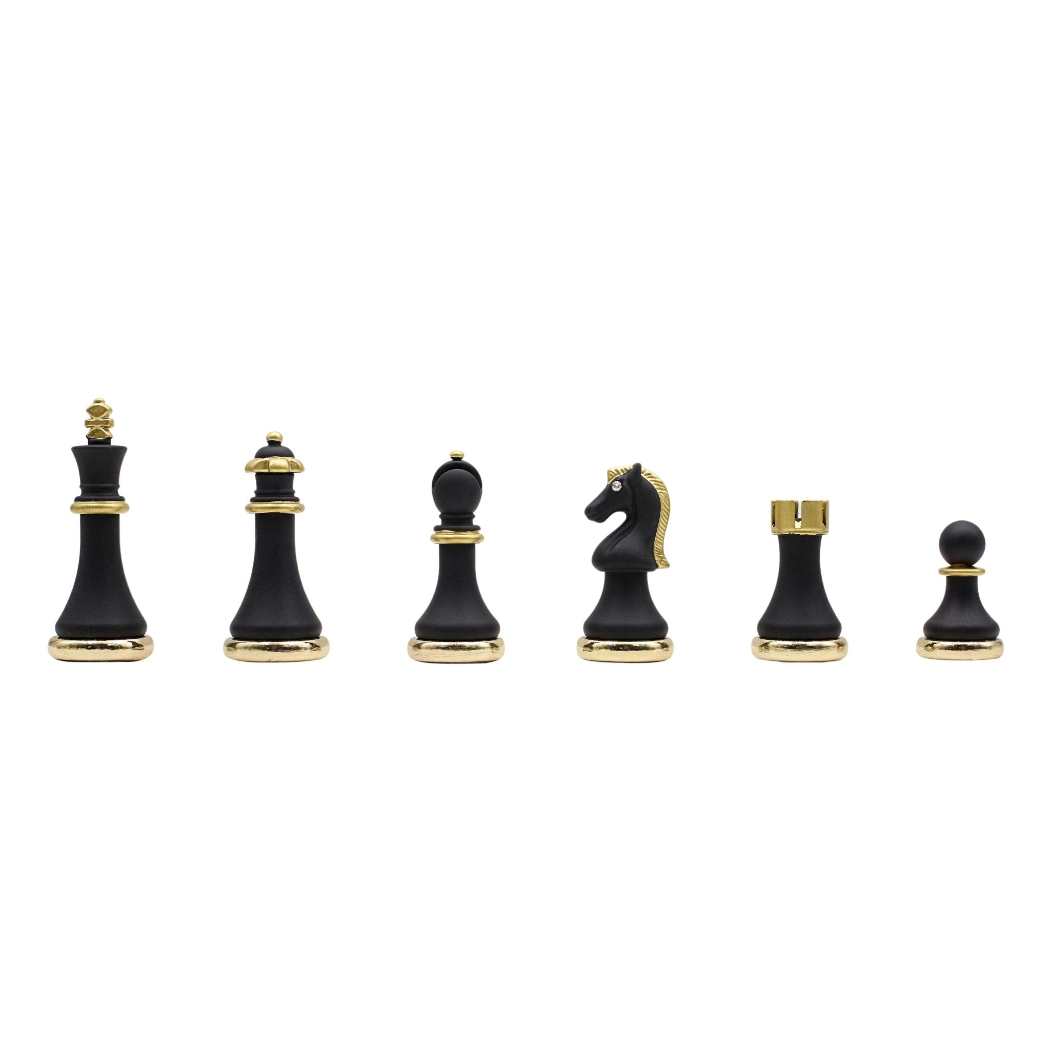 Soft Touch Metal Chess Set With Solid Wood Storage Board w/ In - Built Drawer - Cooper Chess