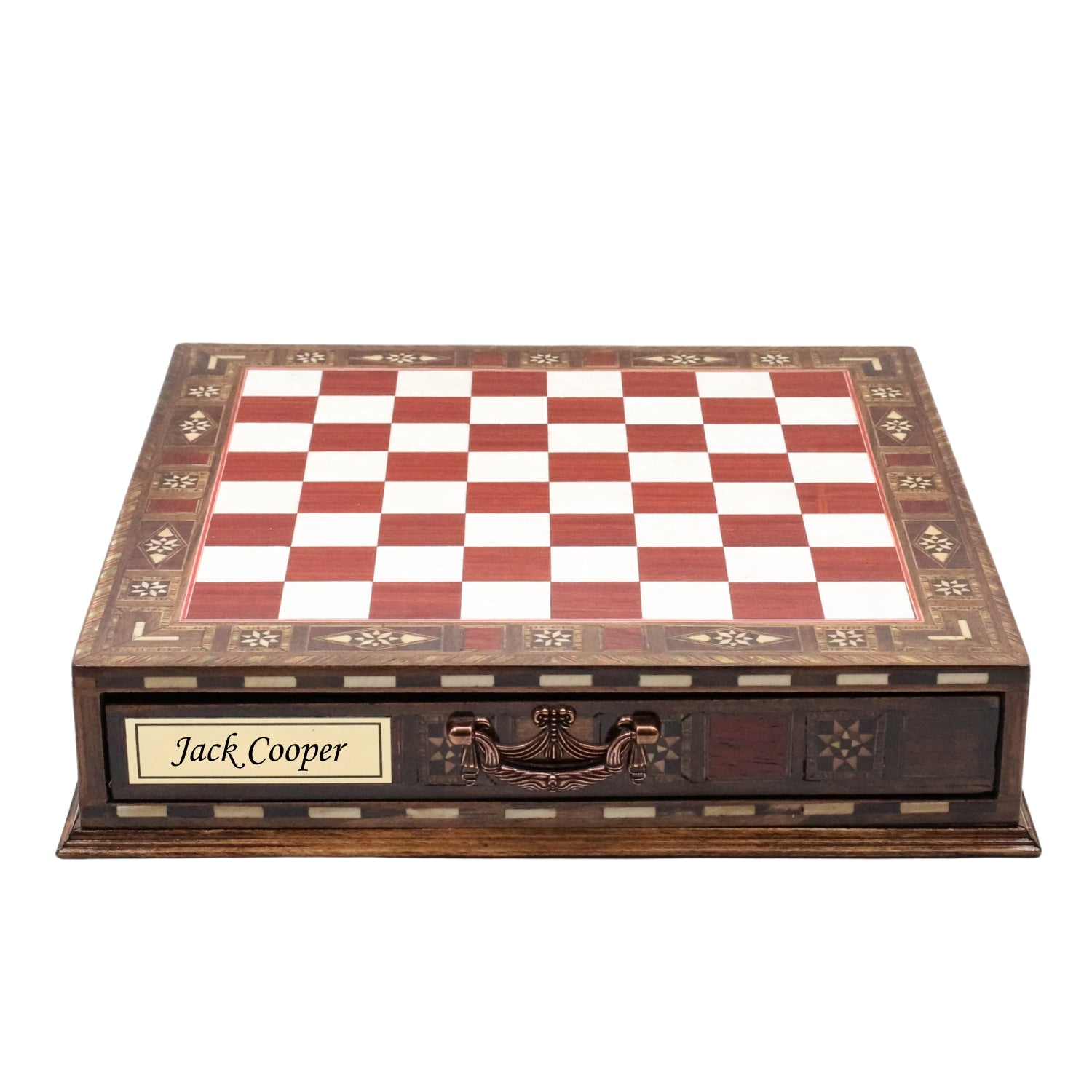Handmade Inlay Chess Set with Drawer Storage 30 CM (12") - Die Cast Metal Pieces | Medieval British Army - Cooper Chess