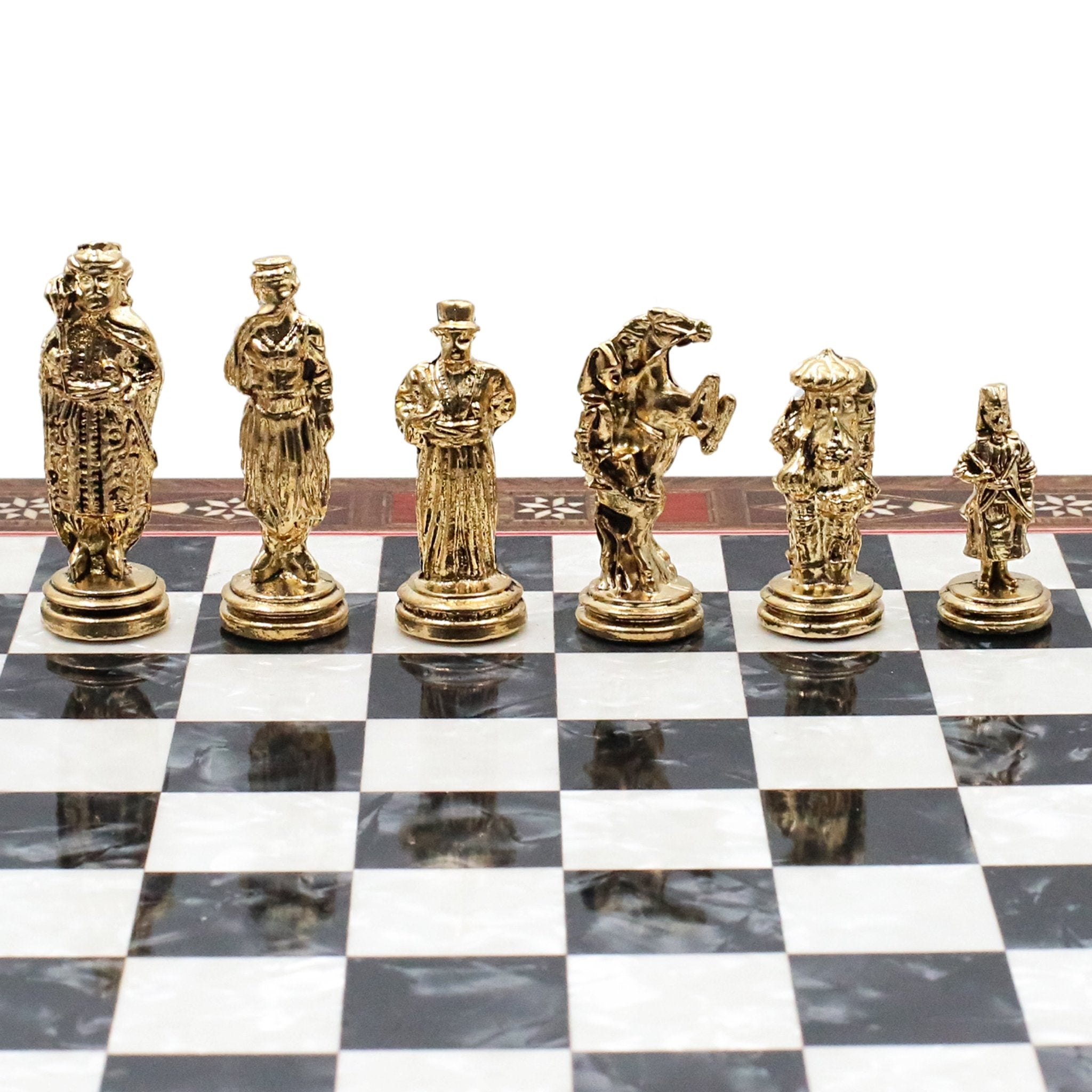 Handmade Inlay Chess Set with Drawer Storage 30 CM (12") - Die Cast Metal Pieces | Ottoman Empire - Cooper Chess