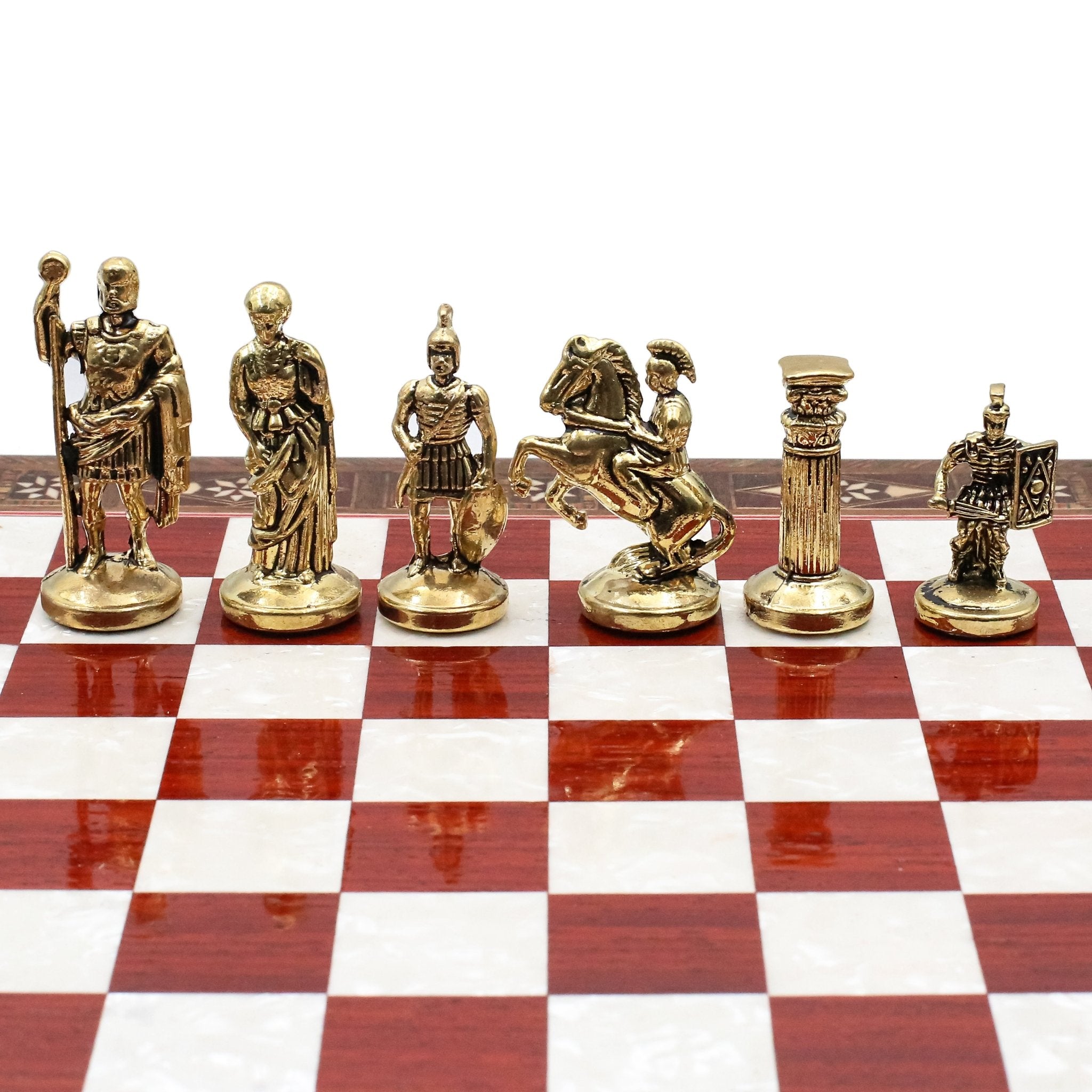 Handmade Inlay Chess Set with Drawer Storage 30 CM (12") - Die Cast Metal Pieces | Roman Empire - Cooper Chess