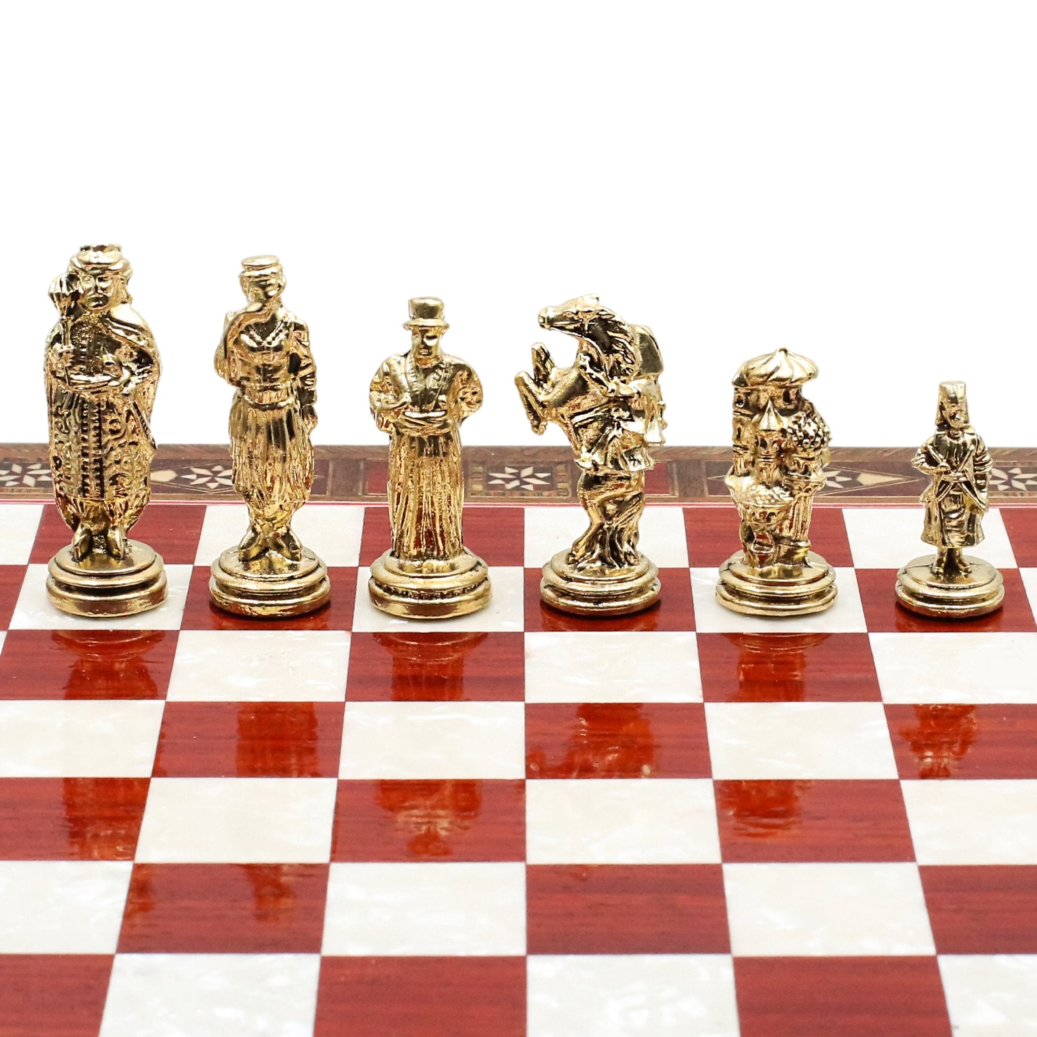 Handmade Inlay Chess Set with Drawer Storage 30 CM (12") - Die Cast Metal Pieces | Ottoman Empire - Cooper Chess