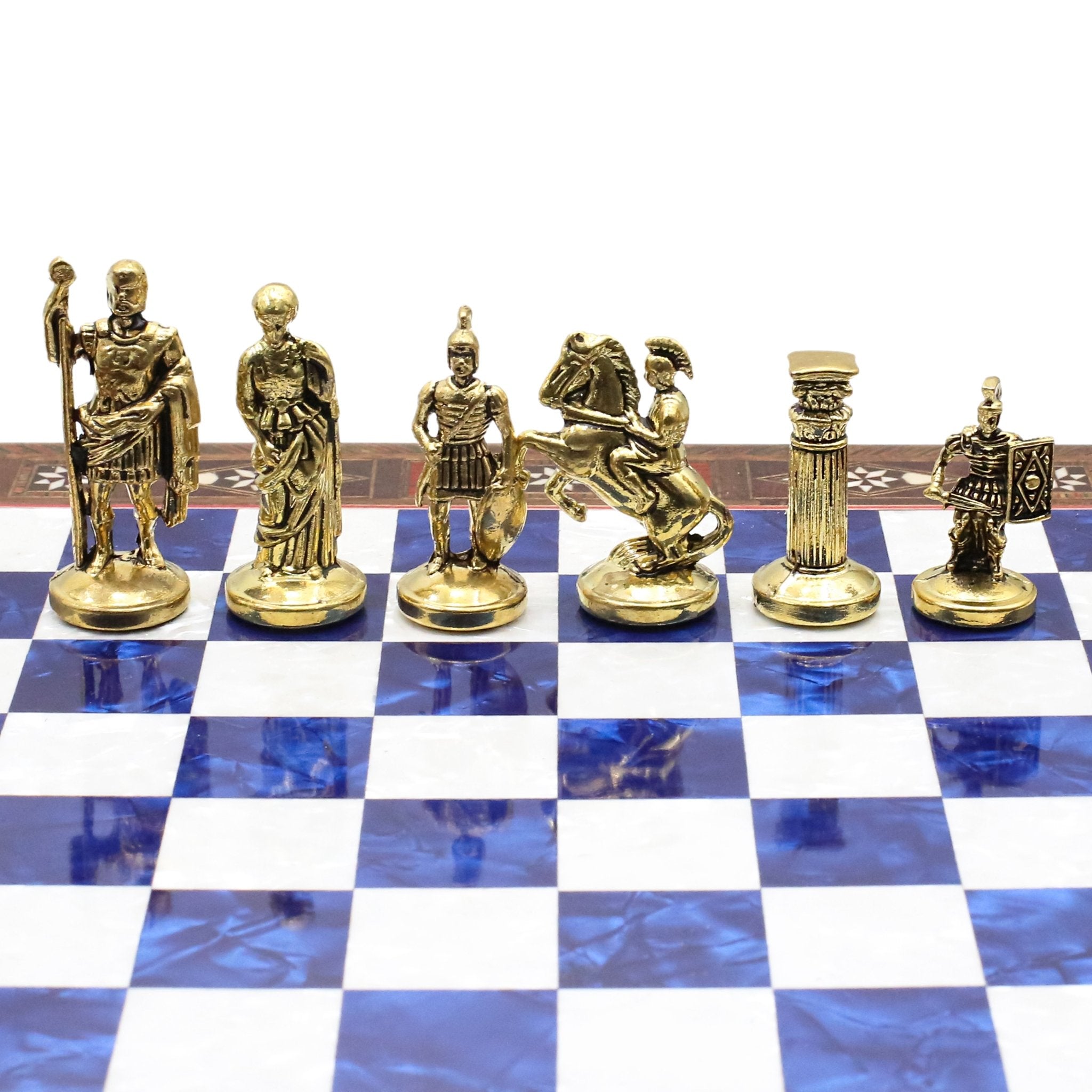 Handmade Inlay Chess Set with Drawer Storage 30 CM (12") - Die Cast Metal Pieces | Roman Empire - Cooper Chess