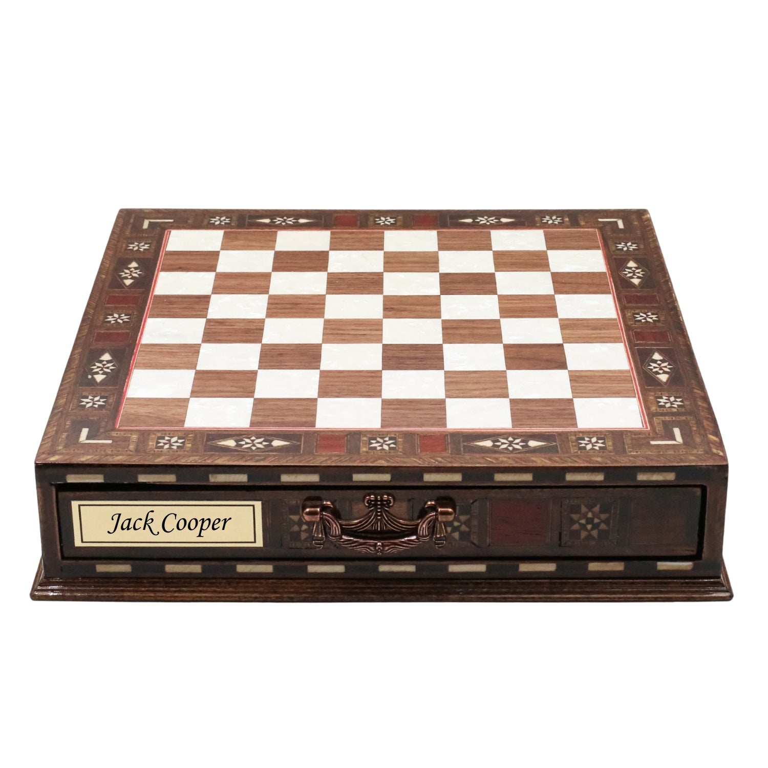Handmade Inlay Chess Set with Drawer Storage 30 CM (12") - Die Cast Metal Pieces | Roman Empire - Cooper Chess