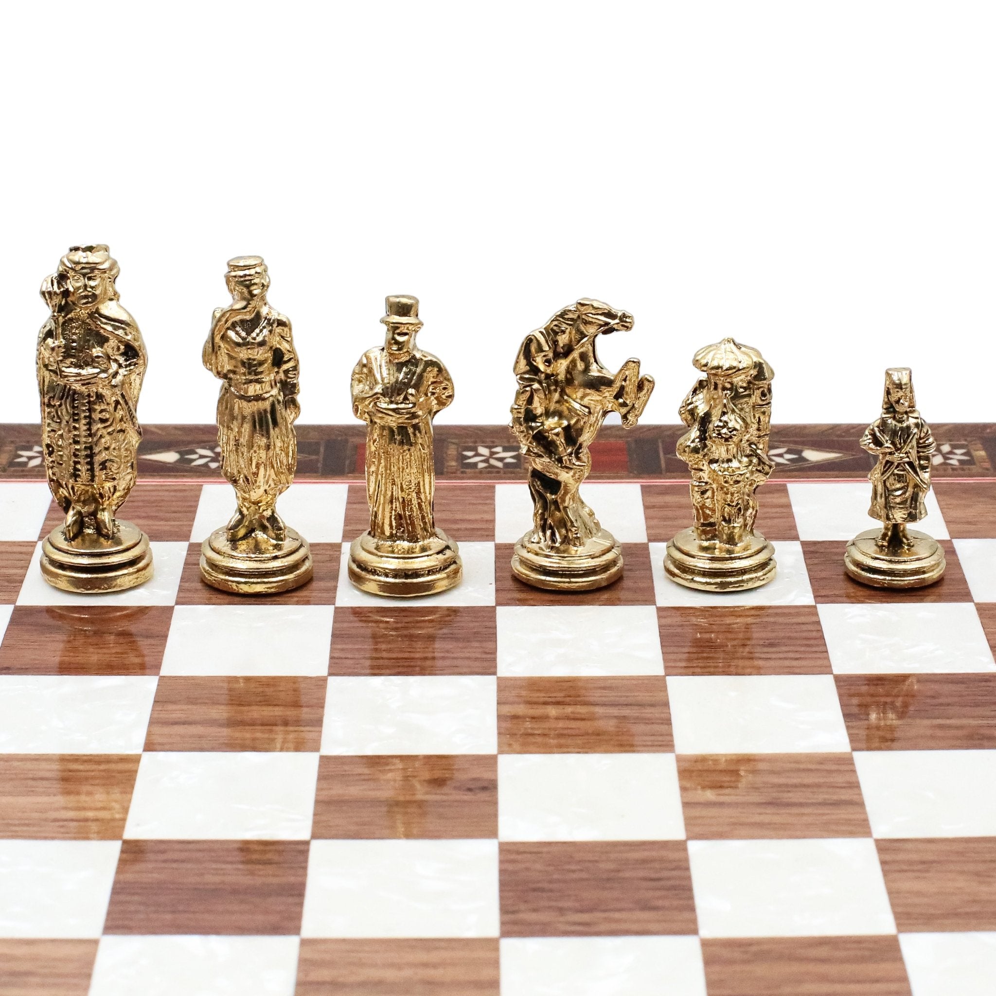 Handmade Inlay Chess Set with Drawer Storage 30 CM (12") - Die Cast Metal Pieces | Ottoman Empire - Cooper Chess
