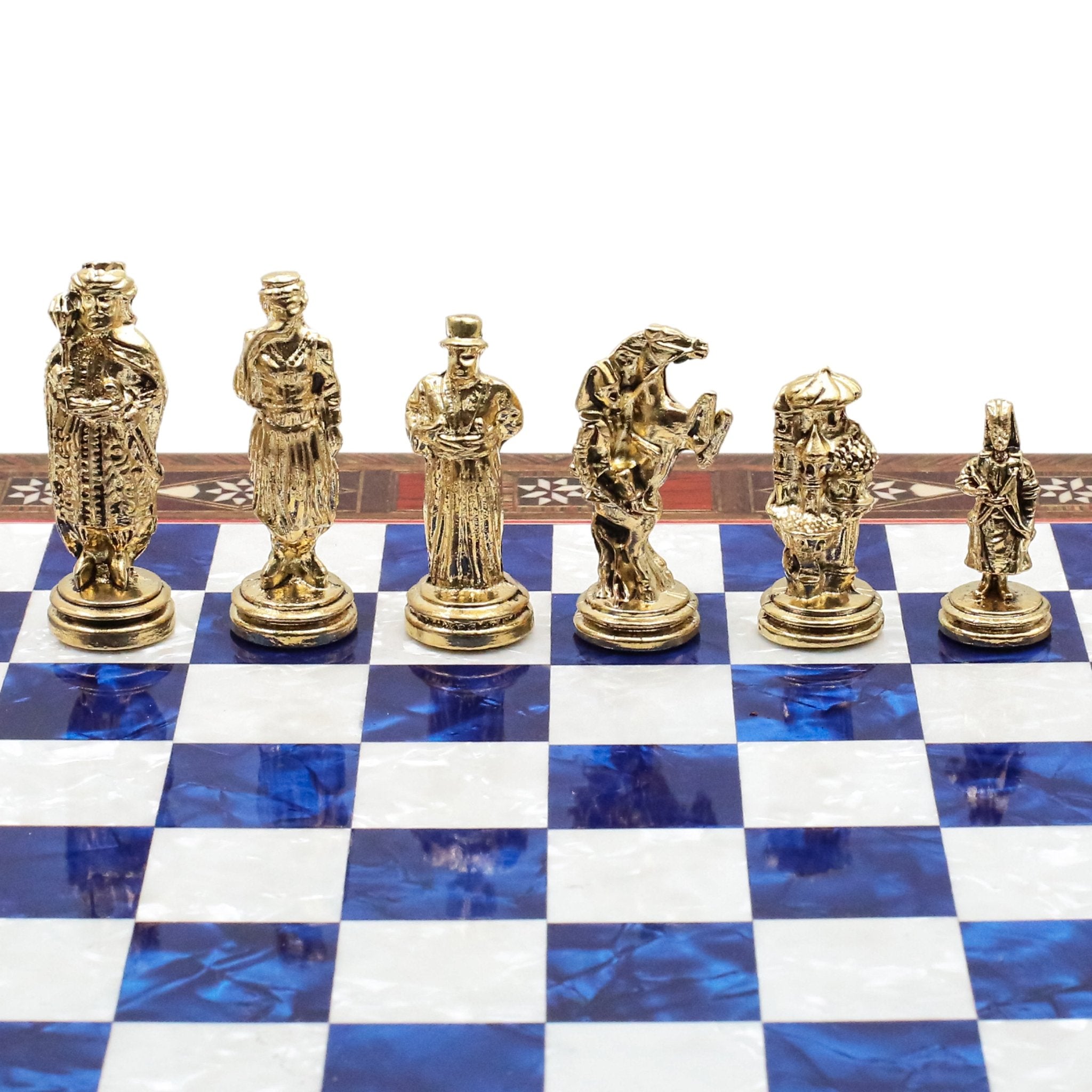 Handmade Inlay Chess Set with Drawer Storage 30 CM (12") - Die Cast Metal Pieces | Ottoman Empire - Cooper Chess