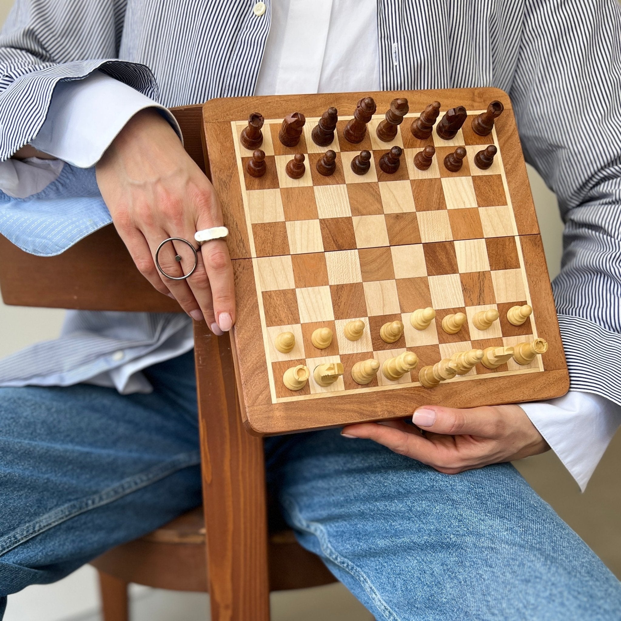 Foldable Magnetic Chess Set | Handmade Travel Chess Set - Cooper Chess
