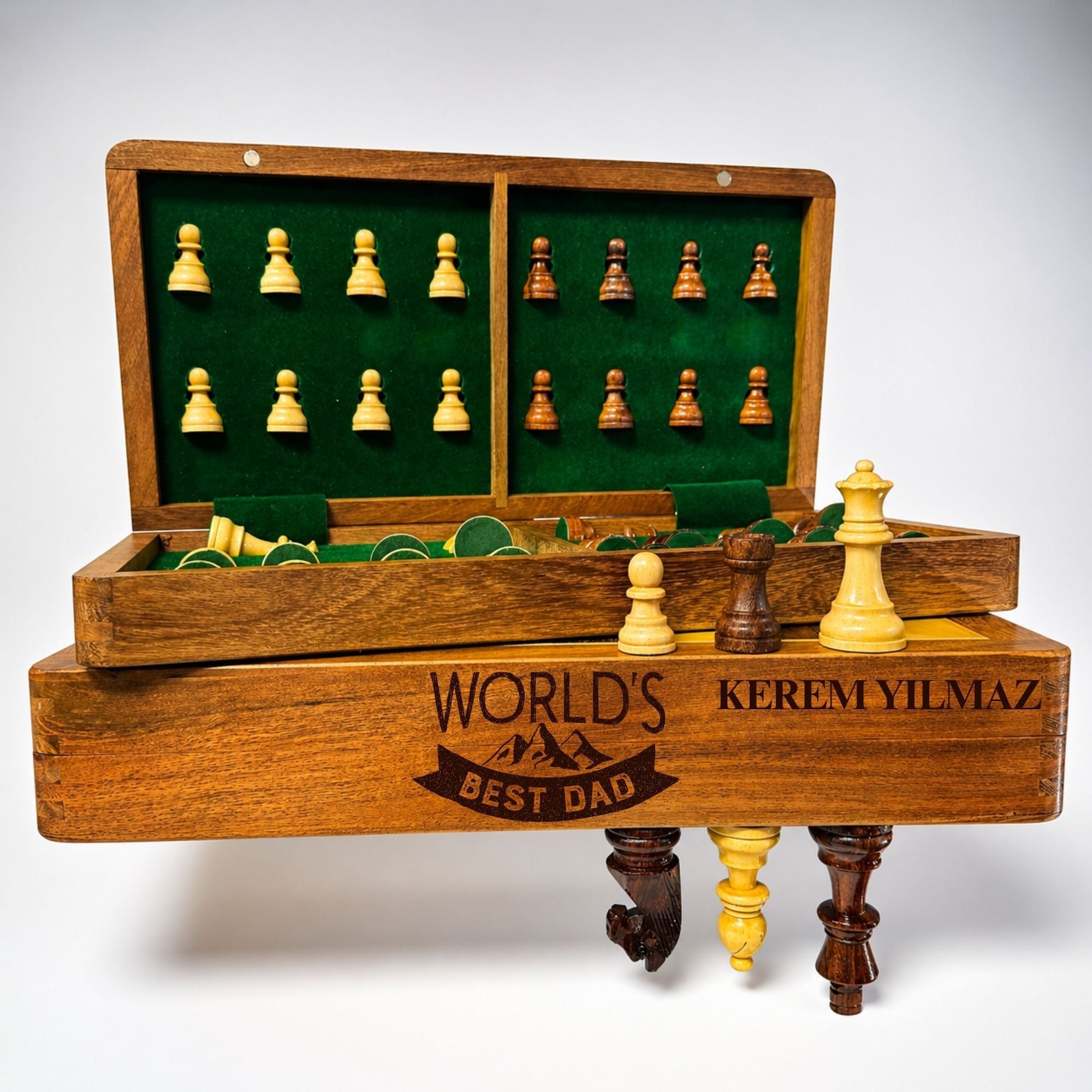 Father's Day Engraved Foldable Magnetic Chess Set | Handmade Travel Chess Set - Cooper Chess