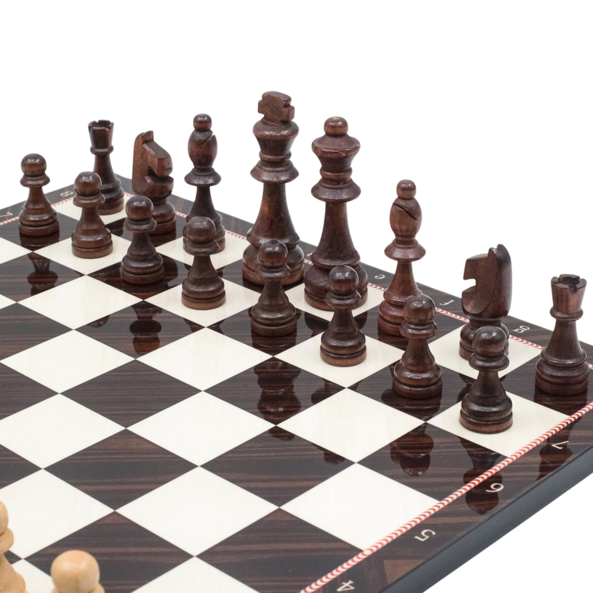 Wooden Chess Set | Marble/Walnut/Mosaic Pattern – 30 cm (12 inch) - Cooper Chess
