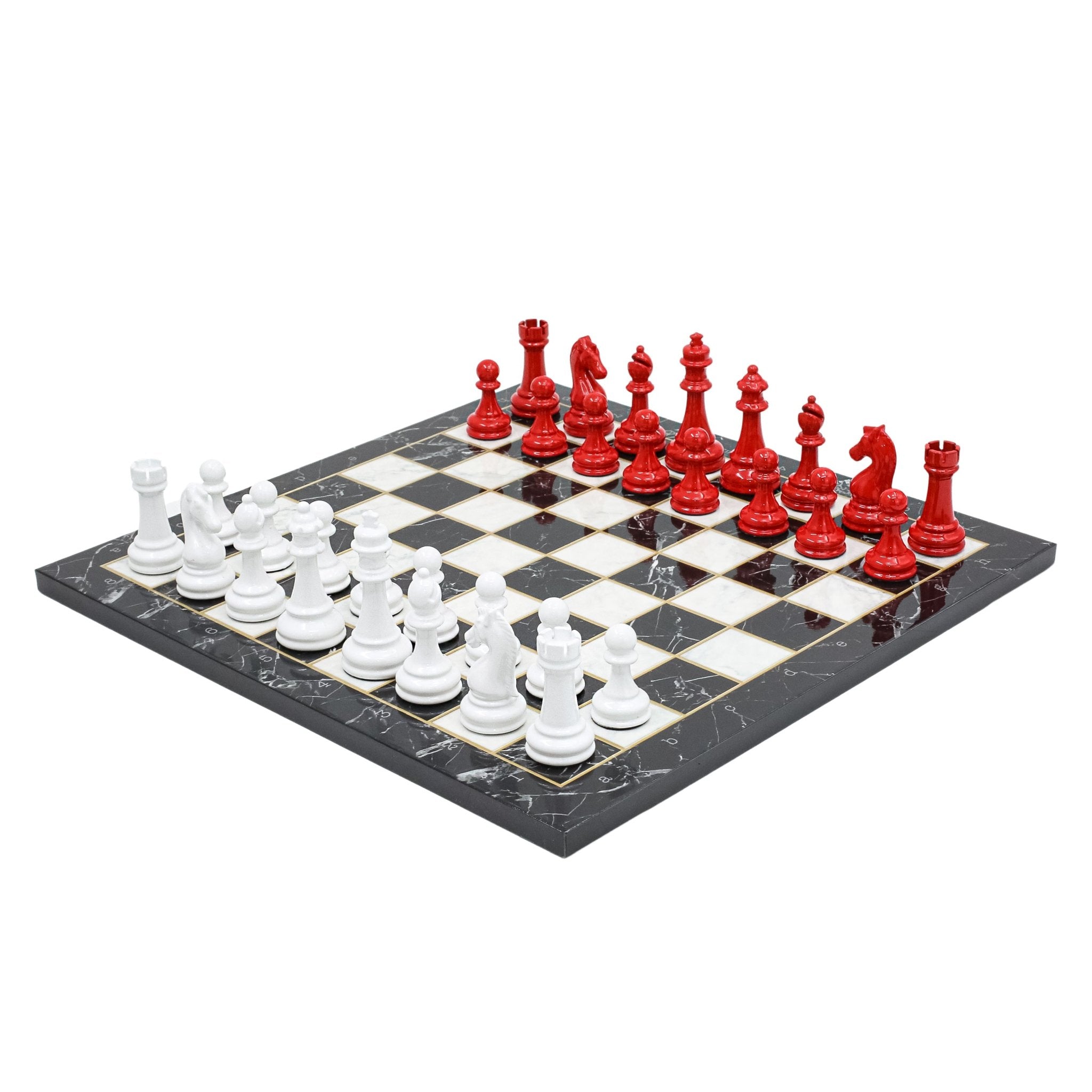 RED & WHITE Metal Chess Set | Wooden Chess Board 37CM (15") - Cooper Chess