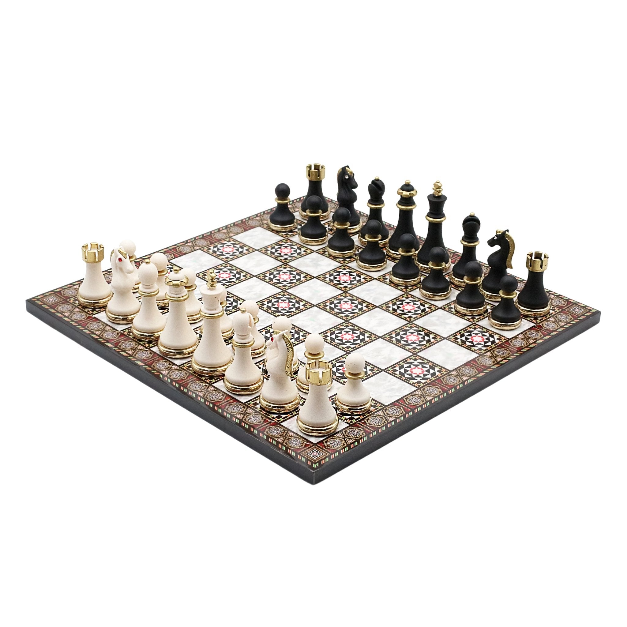 Soft Touch Baroque Metal Chess Set | Wooden Chess Board 37CM (15") - Cooper Chess