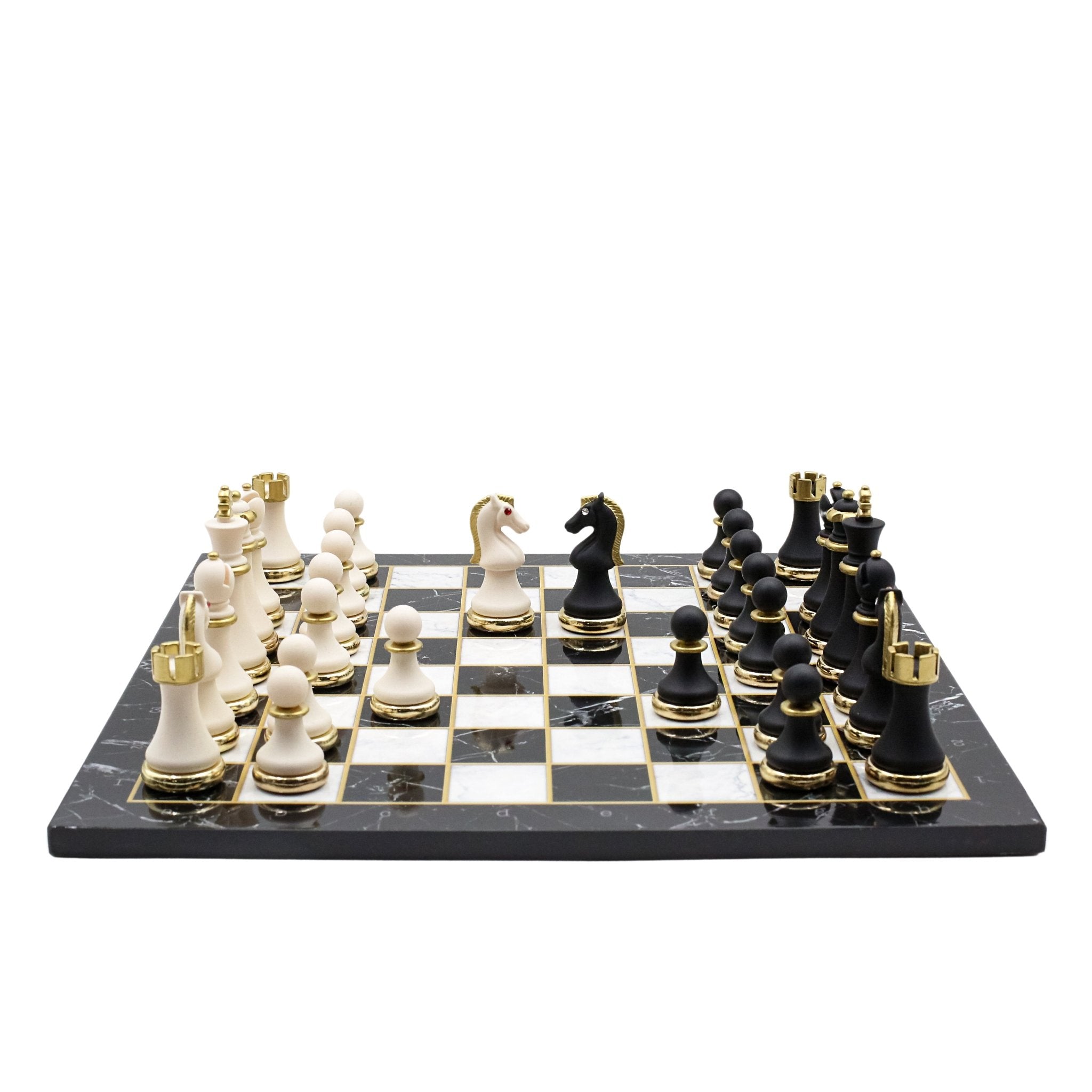 Soft Touch Baroque Metal Chess Set | Wooden Chess Board 37CM (15") - Cooper Chess